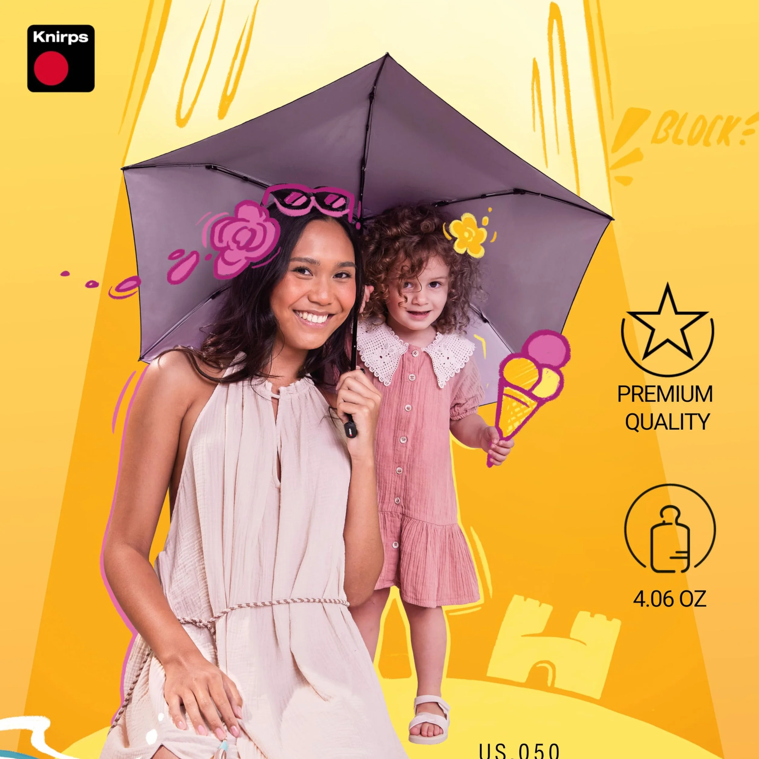 Knirps Parapluie de Poche Ultra US.050 Slim Manual 21 cm Coupe-Vent