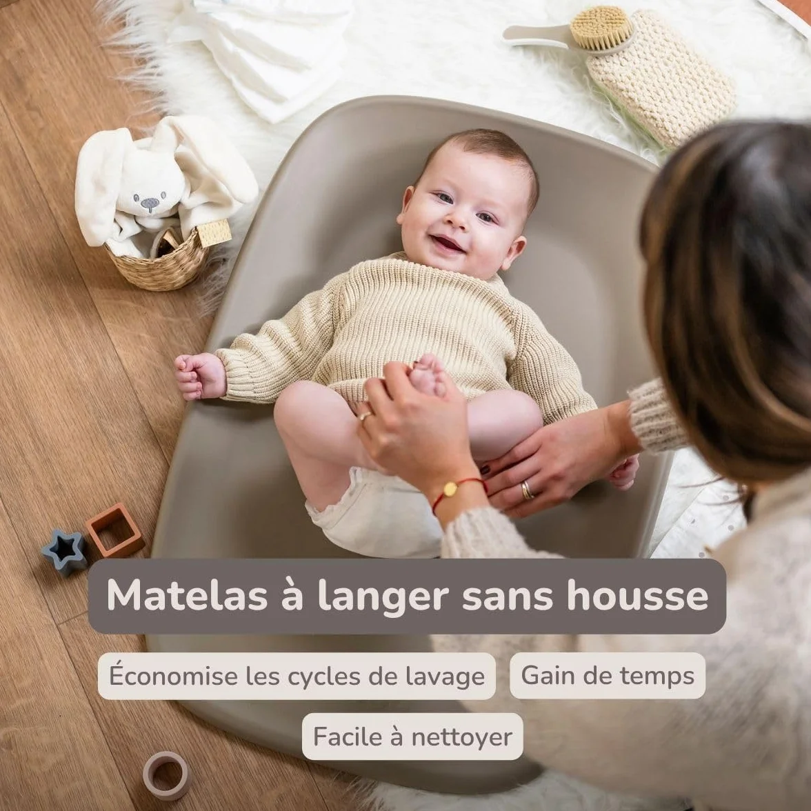 Nattou Softy Matelas à langer bébé mousse PU lavable 50 x 70 cm Taupe