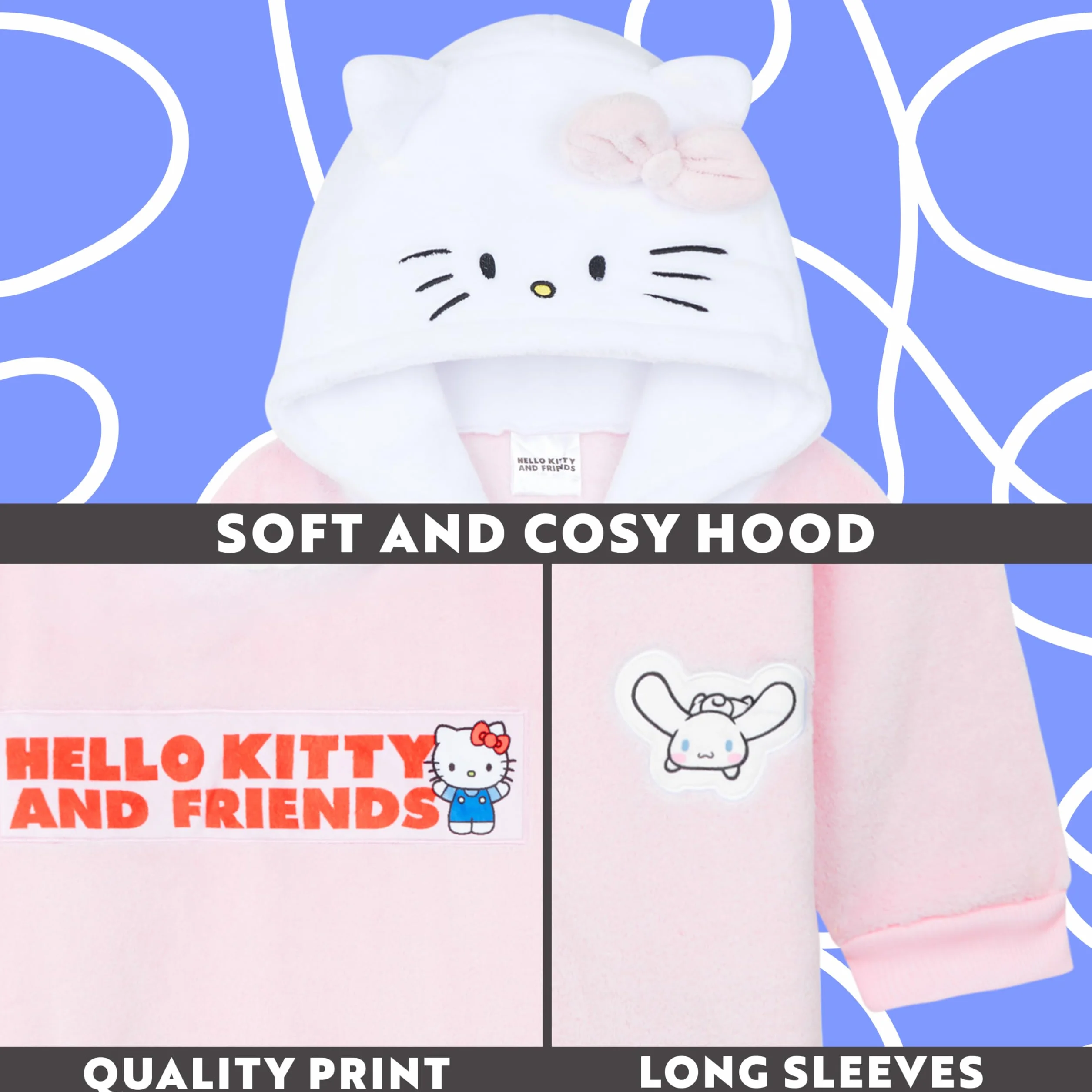 Hello Kitty Sanrio Sweat à Capuche Oversize Fille Polaire