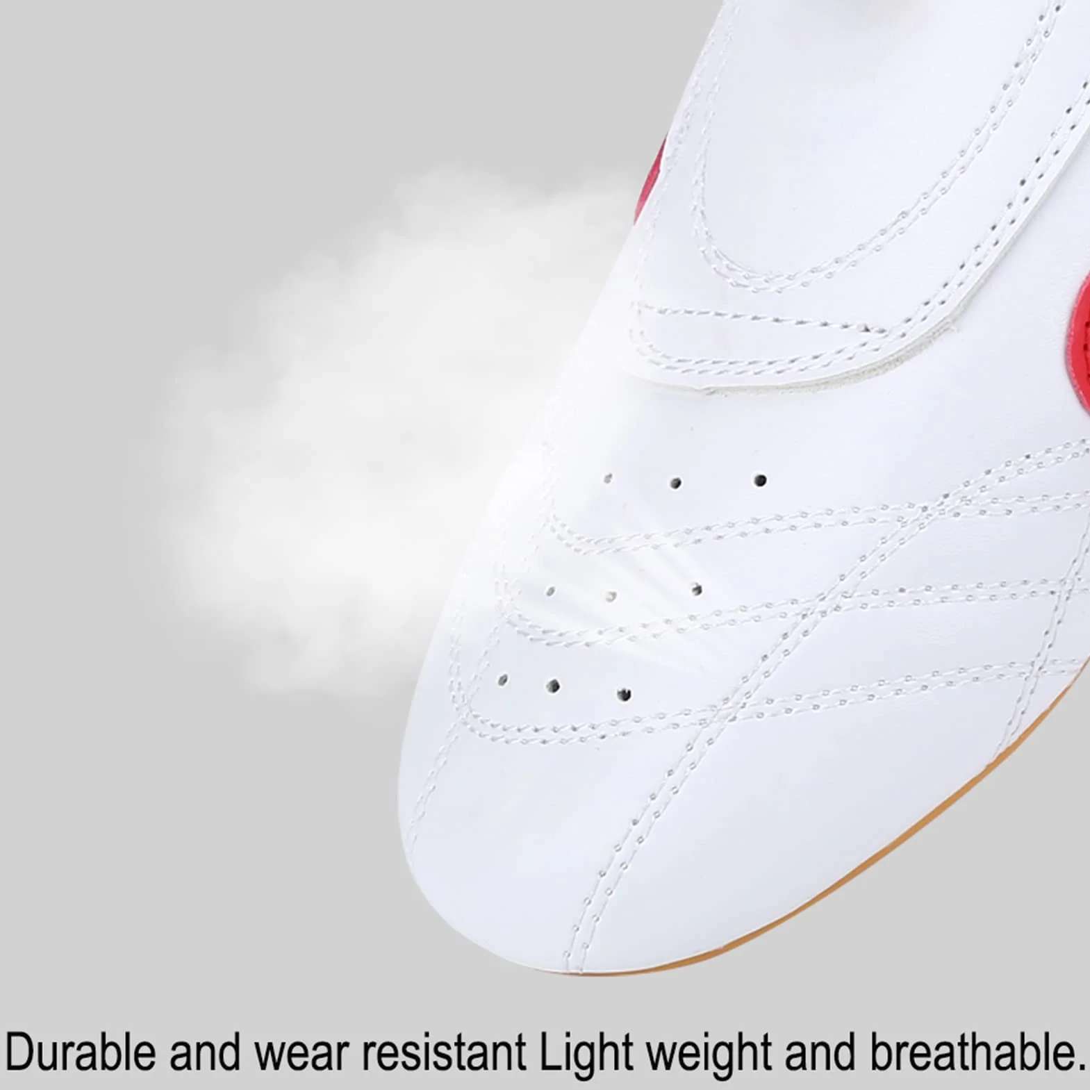Chaussures de Taekwondo Unisexe Respirant Boxe Kung Fu Tai Chi Sport Légères pour Enfants Adultes 35 Blanc Rouge