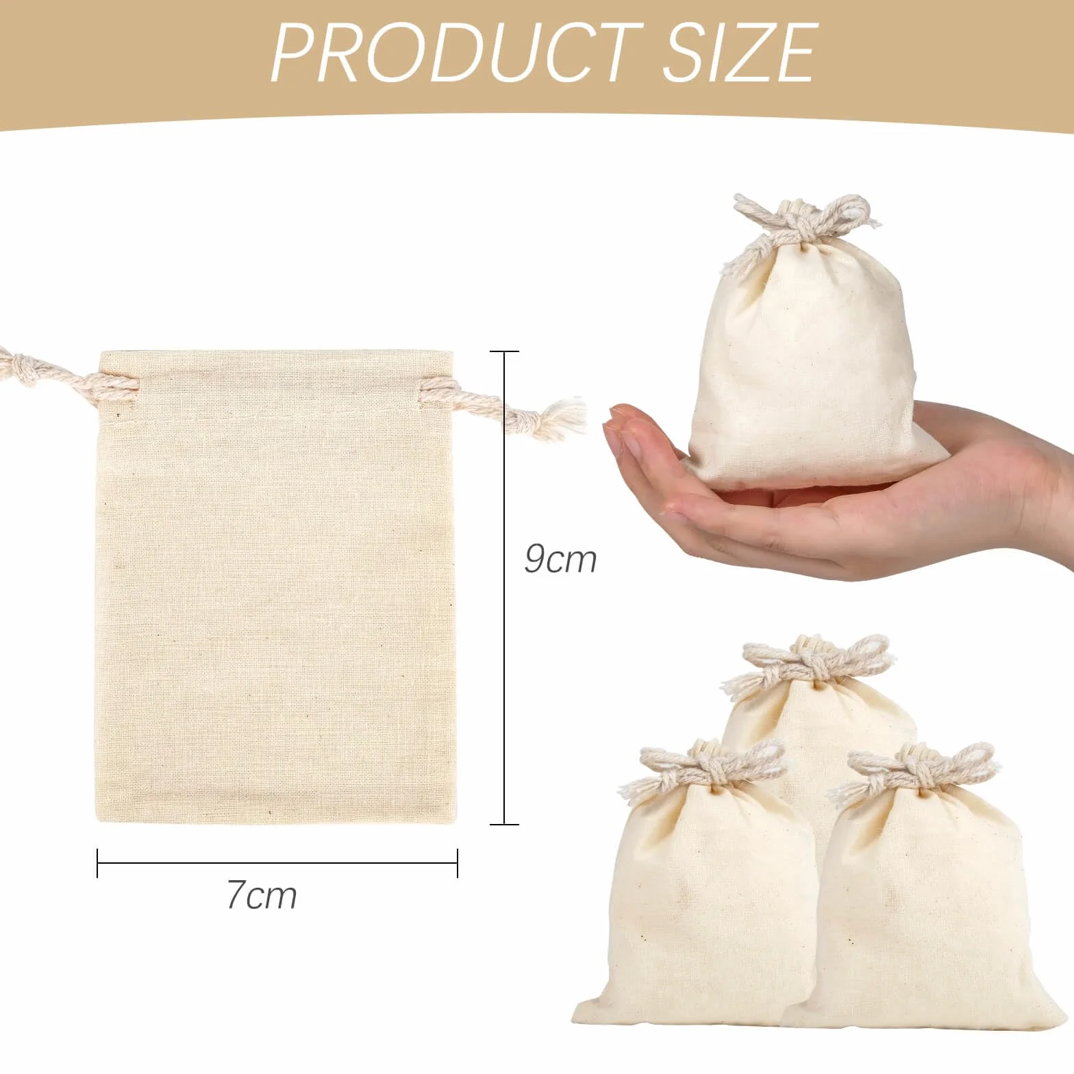 Sacs en Lin 7x9cm, Pochon Tissu Mariage avec Cordon de Serrage, Sac Cadeau Toile 30pcs