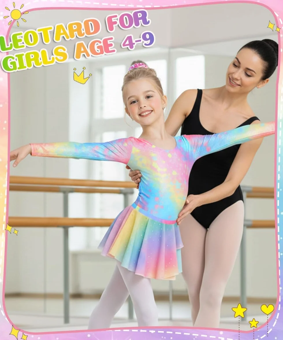 Justaucorps Gymnastique Fille Ensemble 5 Pièces Sans Manches Tenue Danse Ballet 4-9 Ans