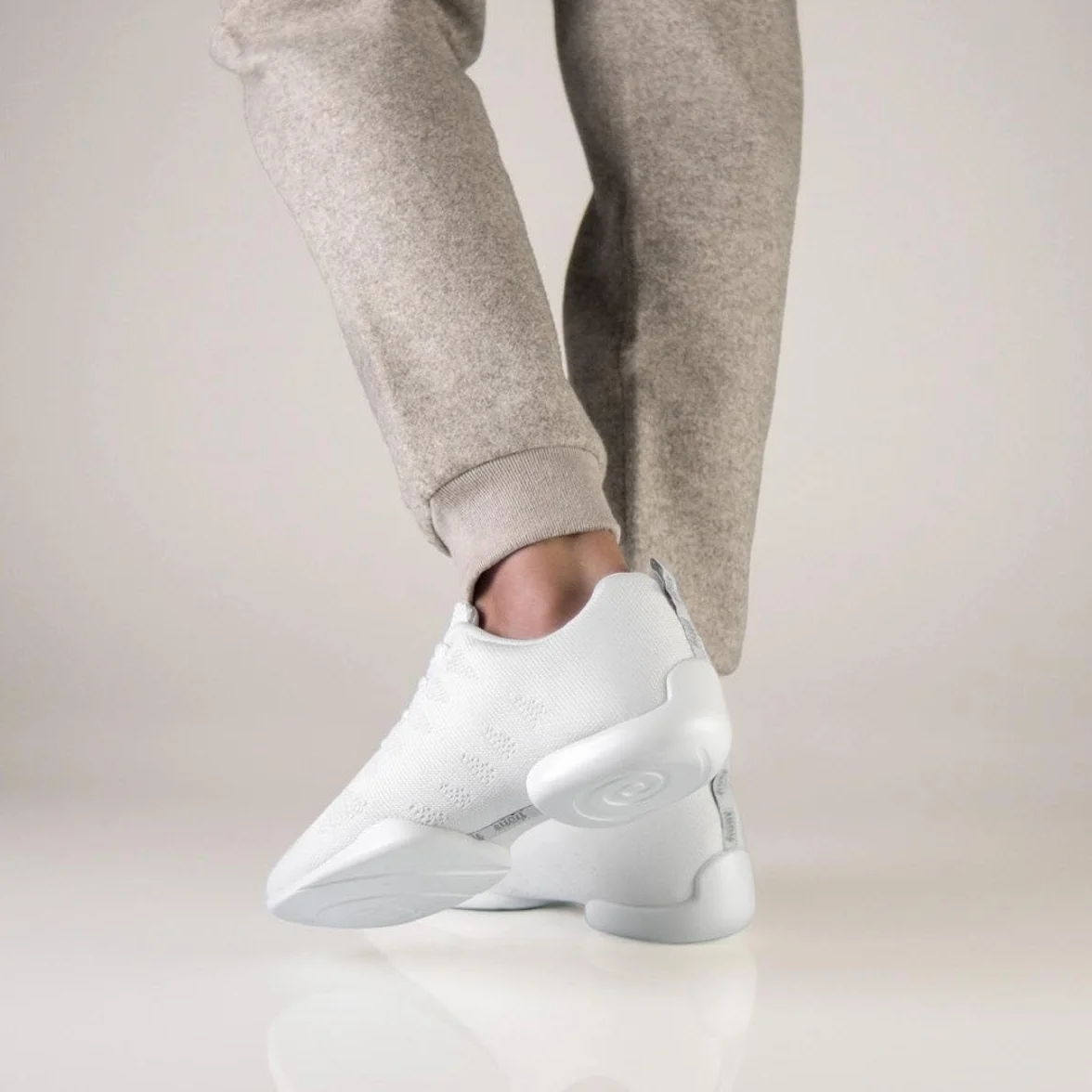 Anna Kern Suny 4060 Bold Baskets de danse pour homme - Blanc tricoté - Largeur normale - Talon 1 cm - Semelle en polyuréthane divisée