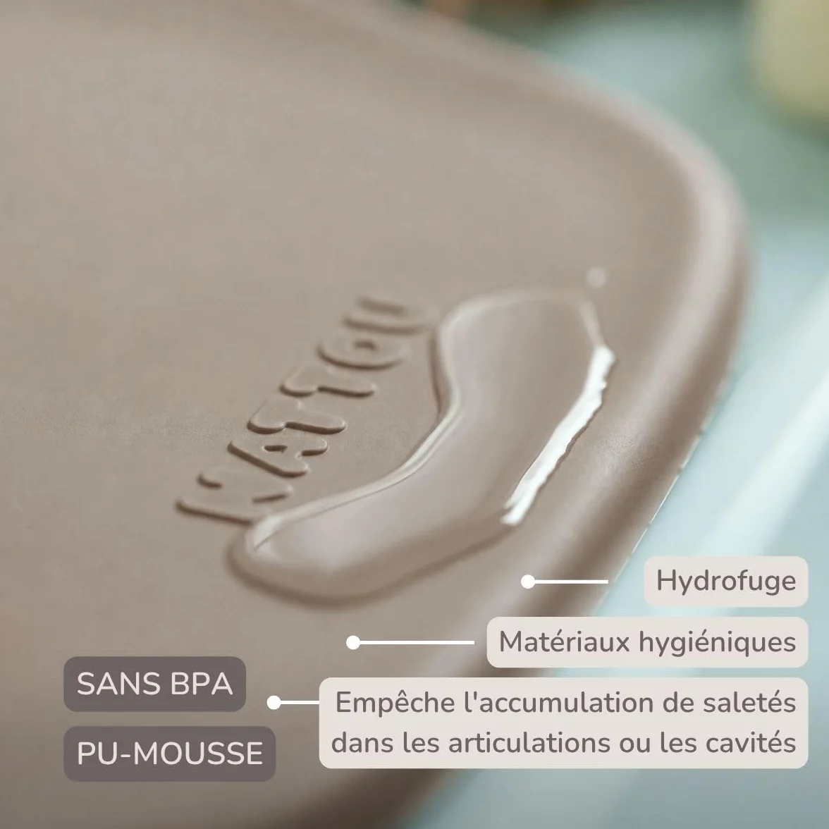 Nattou Softy Matelas à langer bébé mousse PU lavable 50 x 70 cm Taupe
