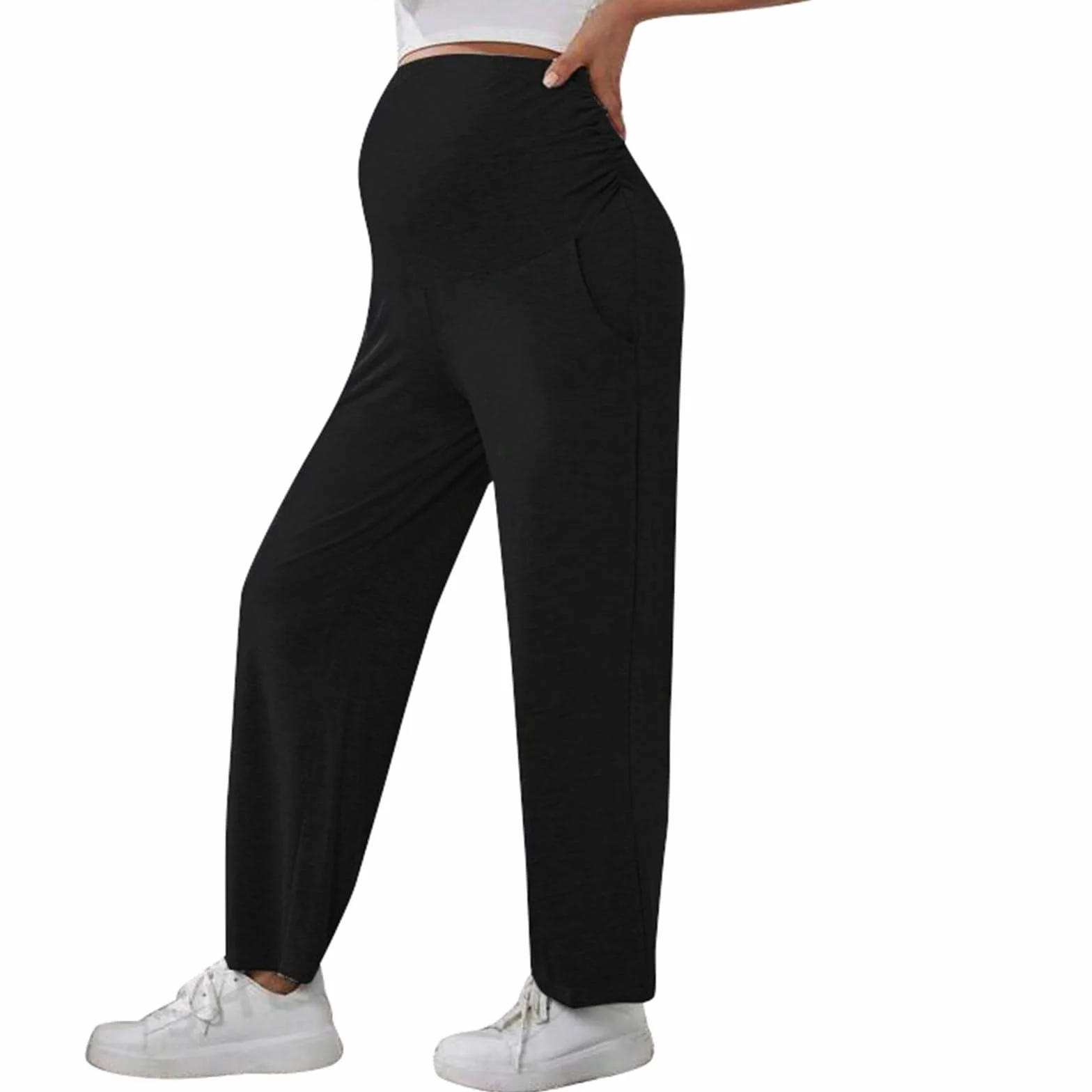 Pantalon de maternité pour femme slim extensible jambe droite