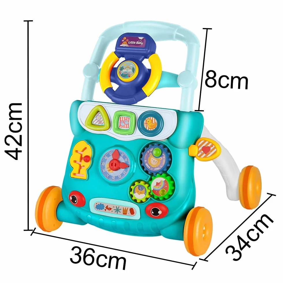 Trotteur Bébé Marcheur d'Apprentissage Assis-Debout 3 en 1, 62x68x36-81cm Vert