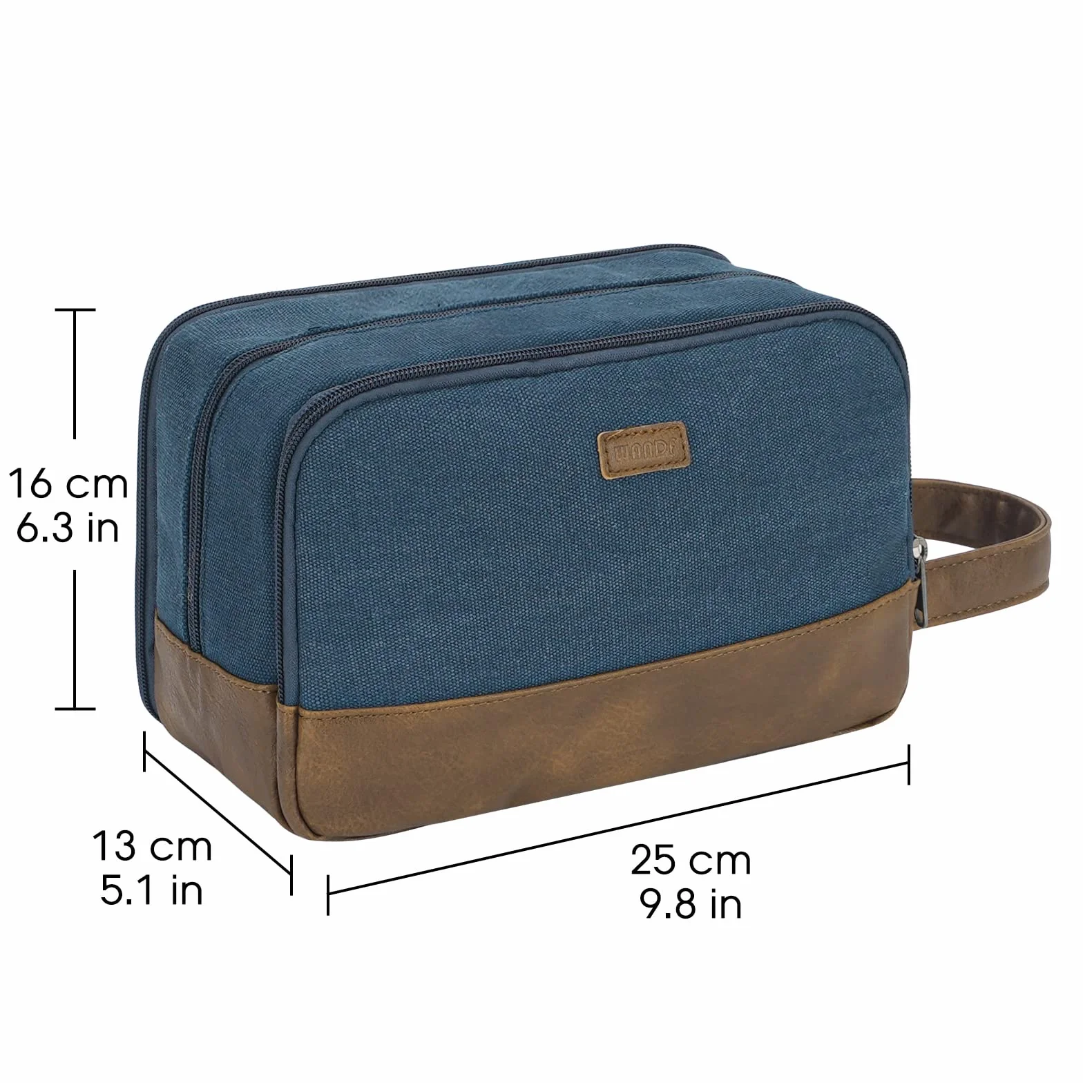 WANDF Trousse de Toilette de Voyage pour Hommes Suspendue Organisateur Toile en Toile Résistant à l'eau Bleu