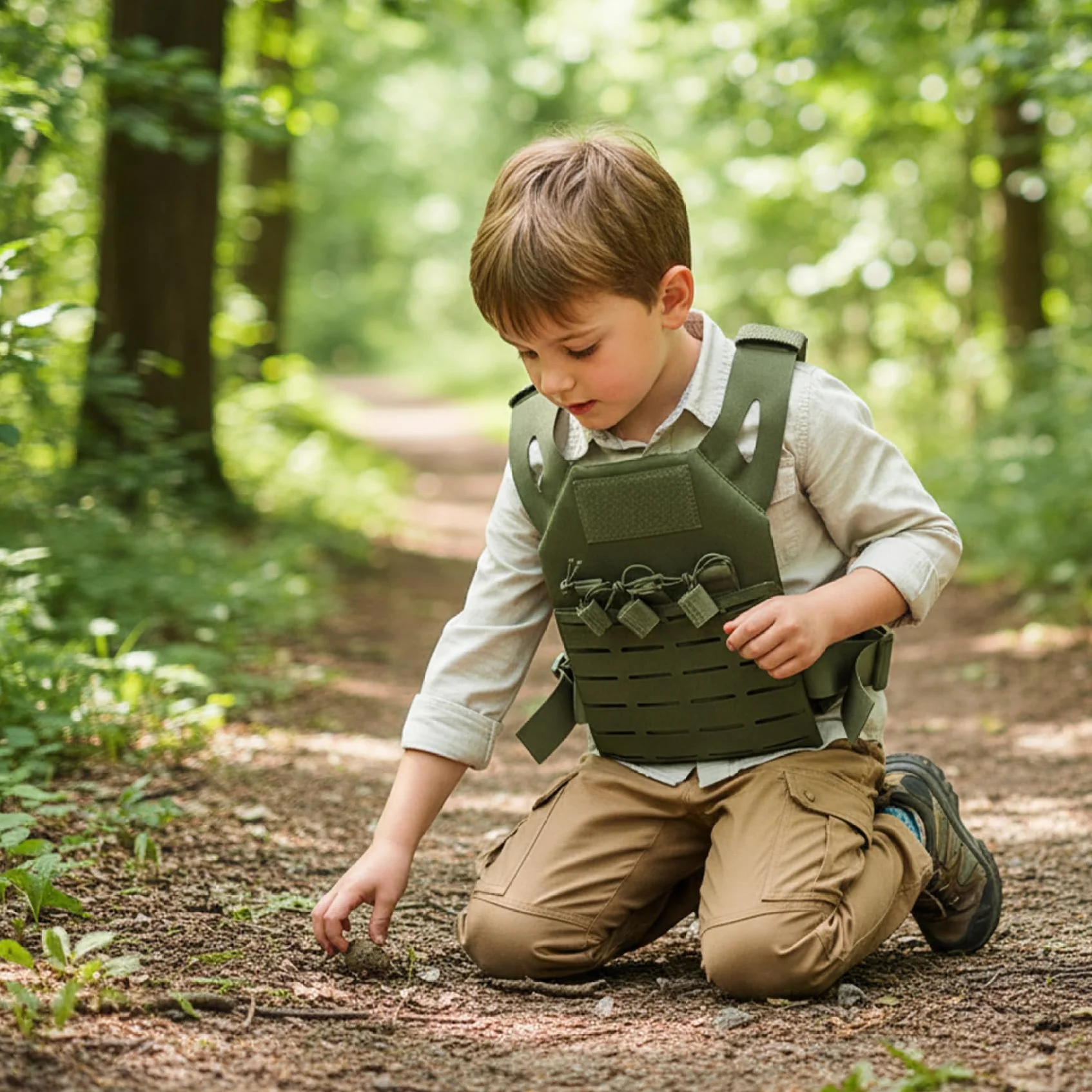 Gilet d'airsoft enfant pare-balles ajustable respirant léger style militaire