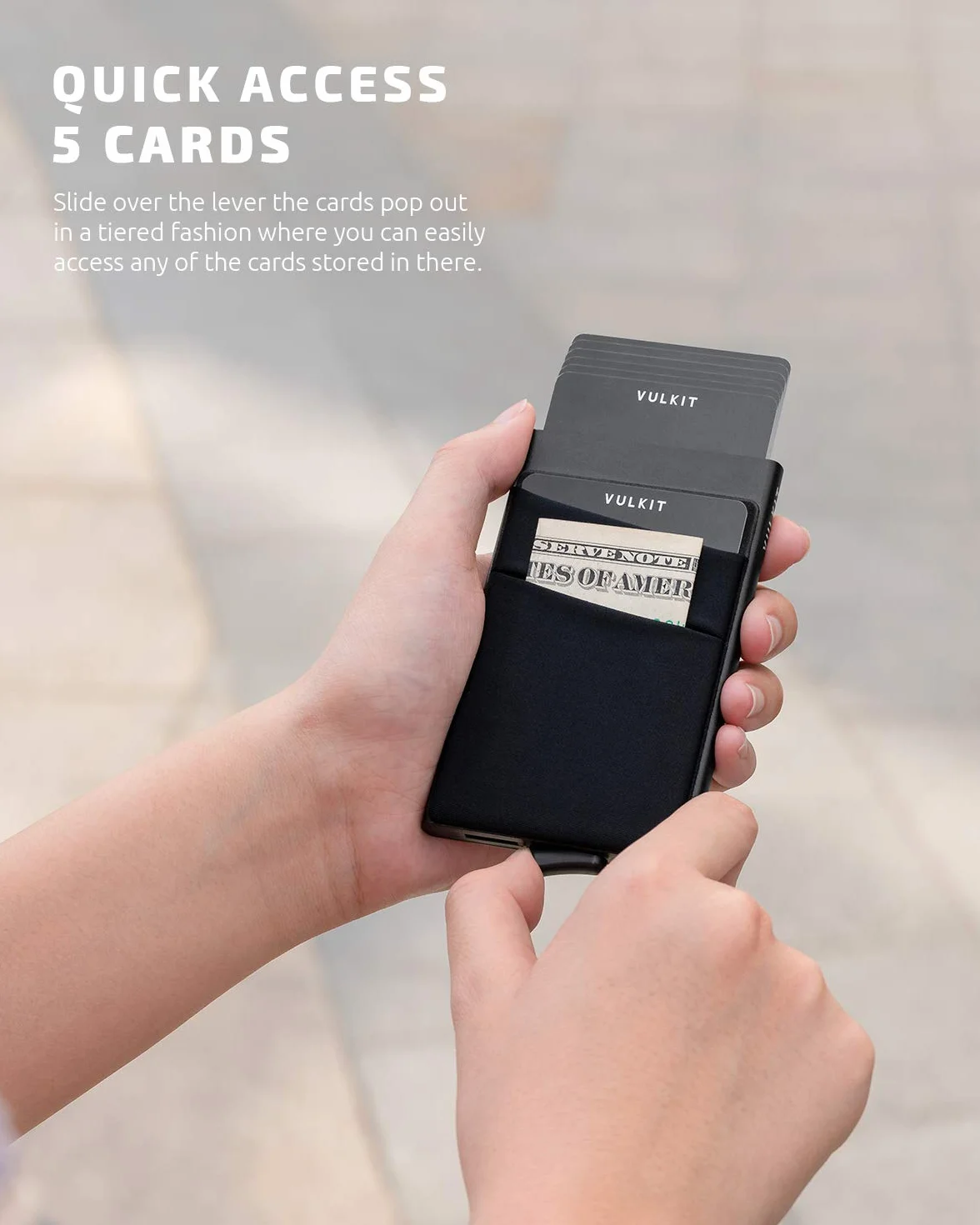VULKIT Porte Carte de Crédit Aluminium Rigide Pop Up avec RFID Blocage