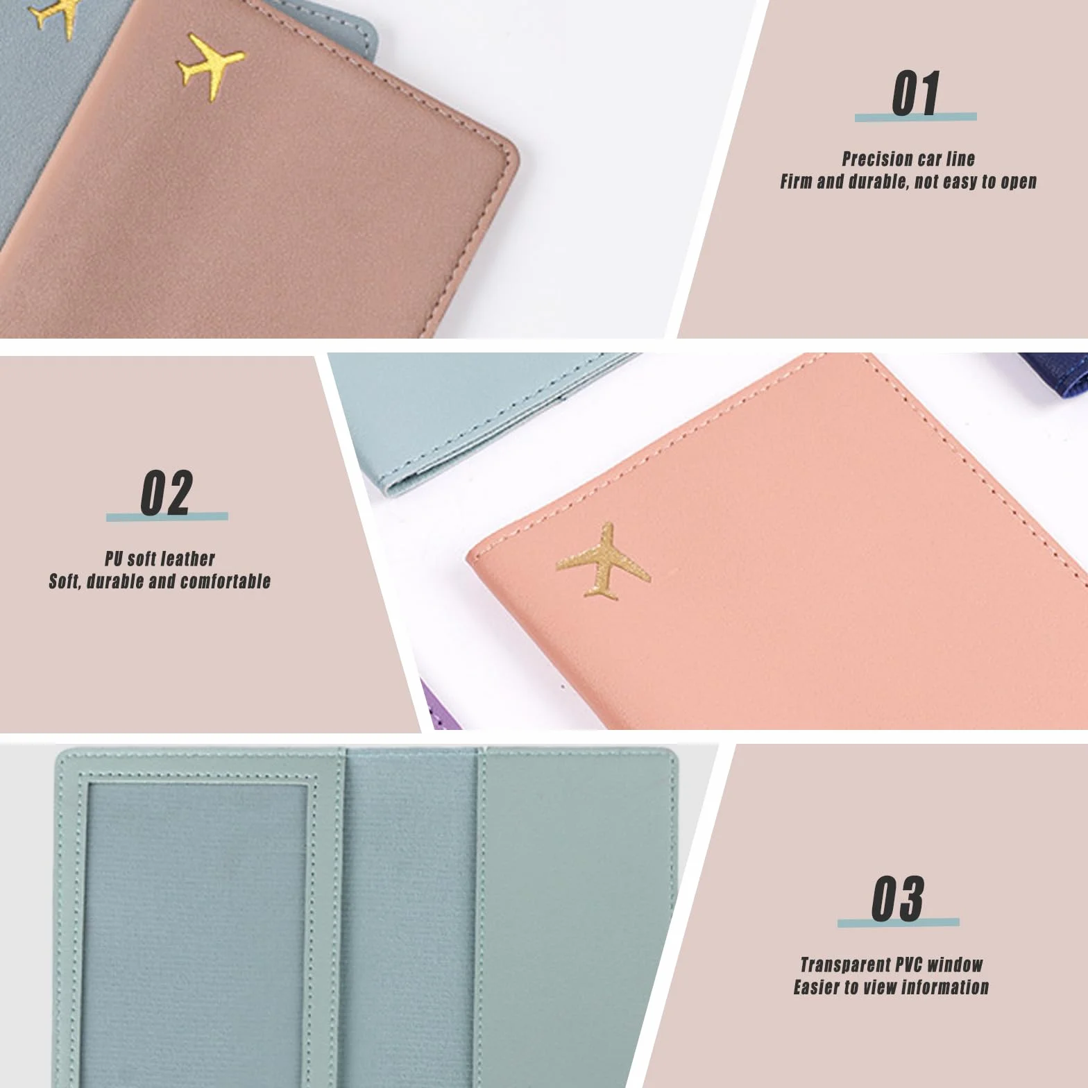 Lot de 2 Porte-passeports en Cuir Synthétique pour Documents de Voyage
