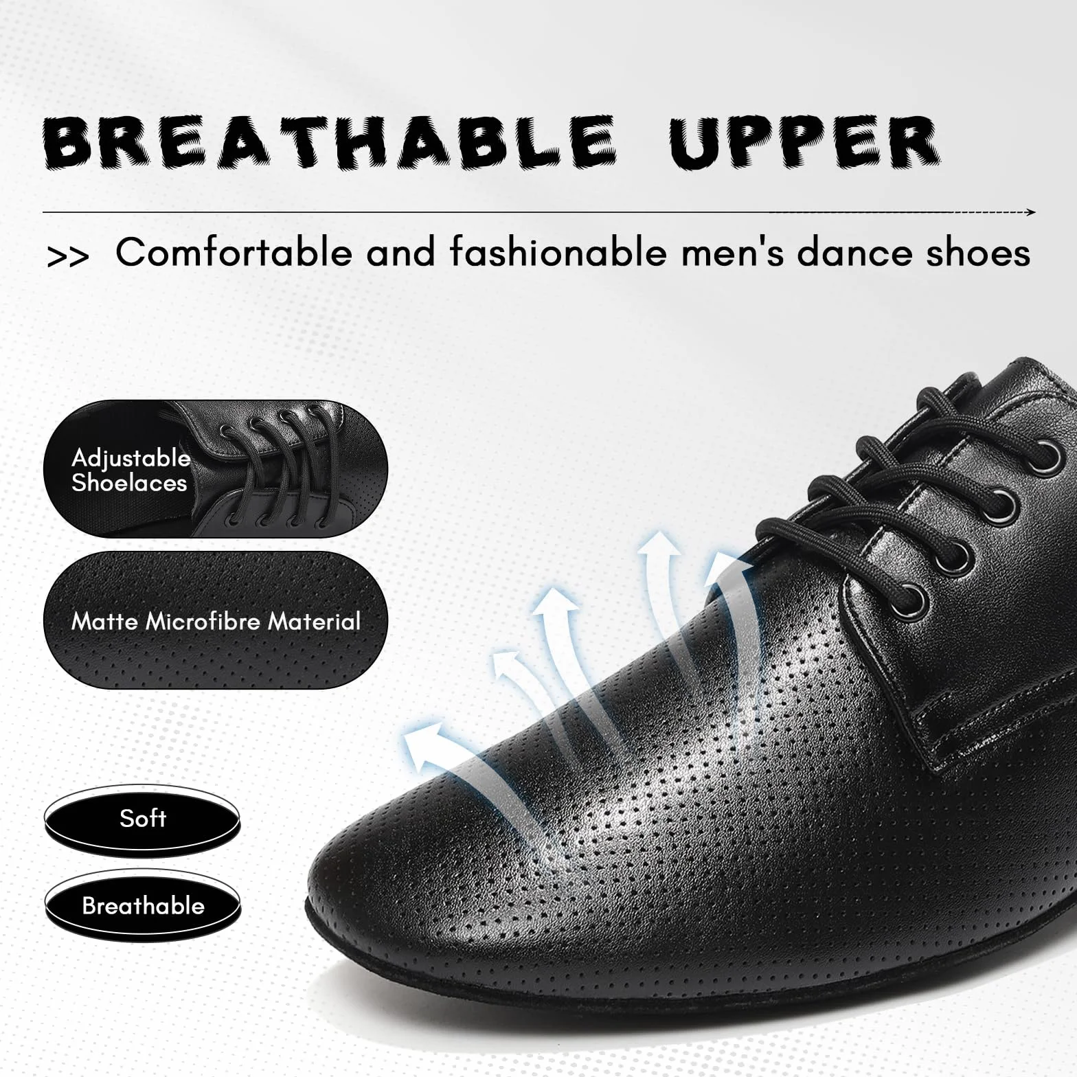 Chaussures de Danse Homme Standard Latin Salsa Lacets Bout Fermé Modèle 405-YG Tacco 2.5 cm