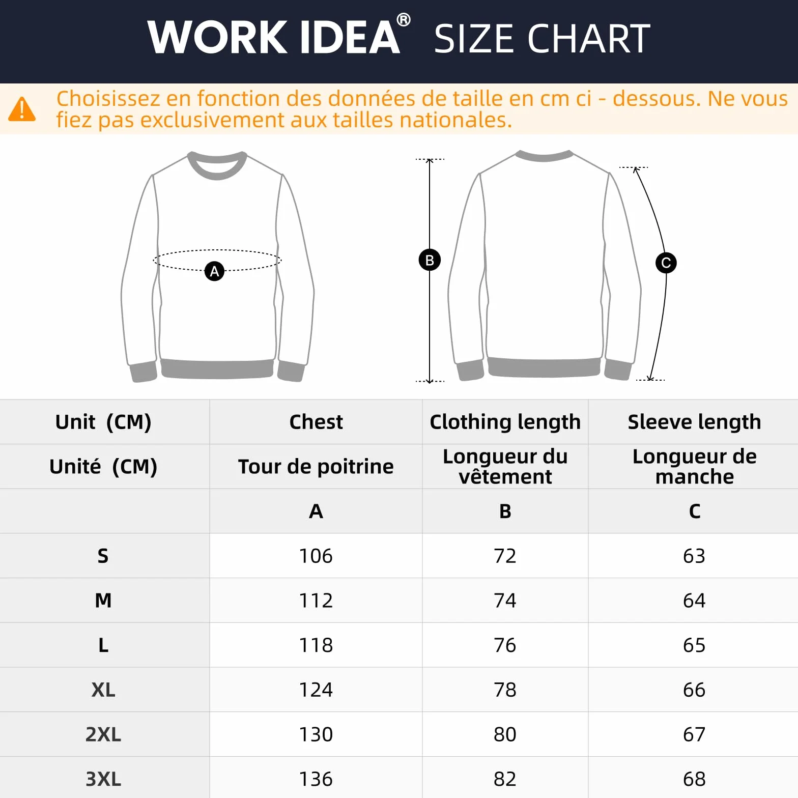 WORK IDEA Sweat-Shirt à col Rond pour Homme, Vêtement de Travail