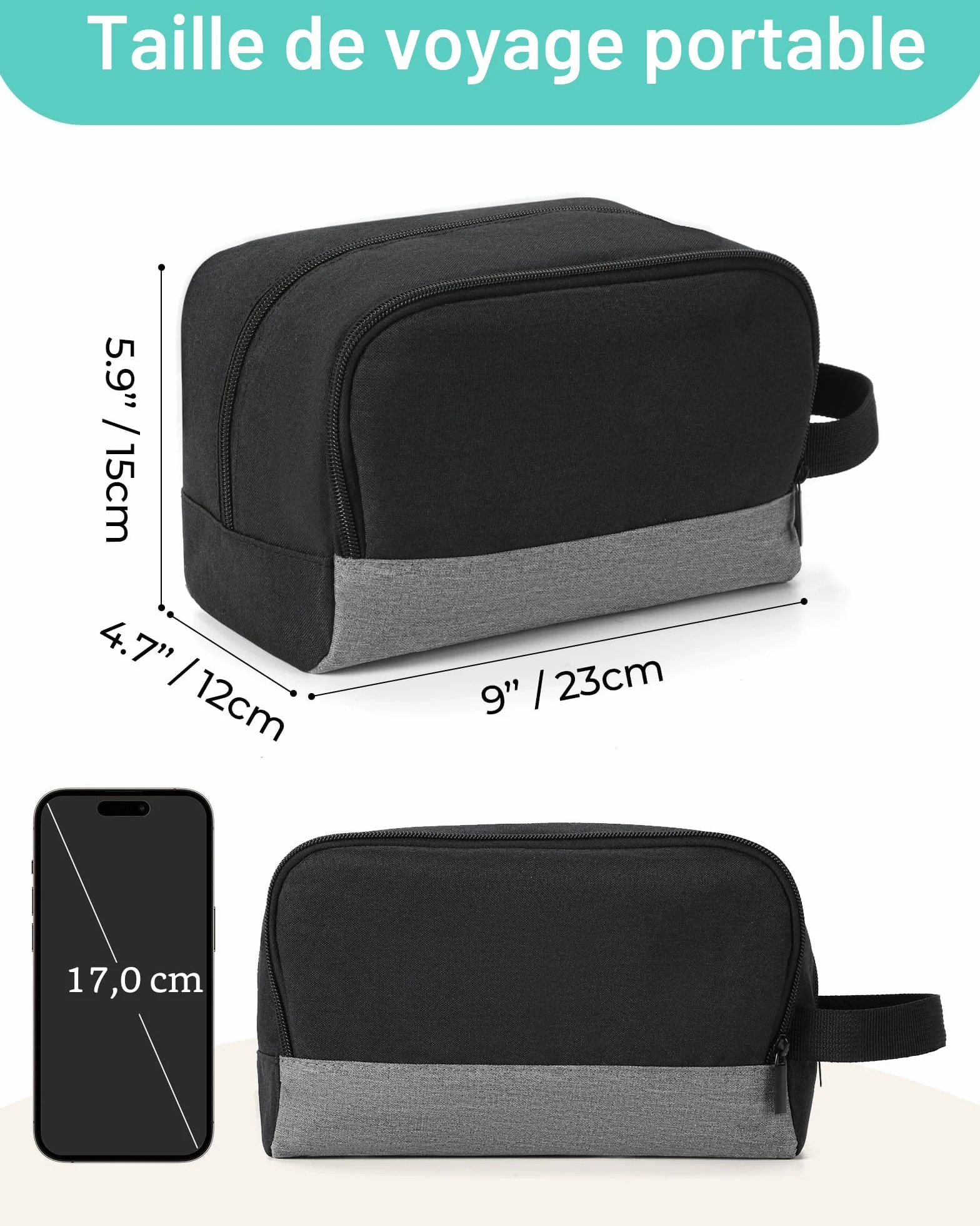Elviros Trousse de Toilette de Voyage pour Hommes Suspendue Noir