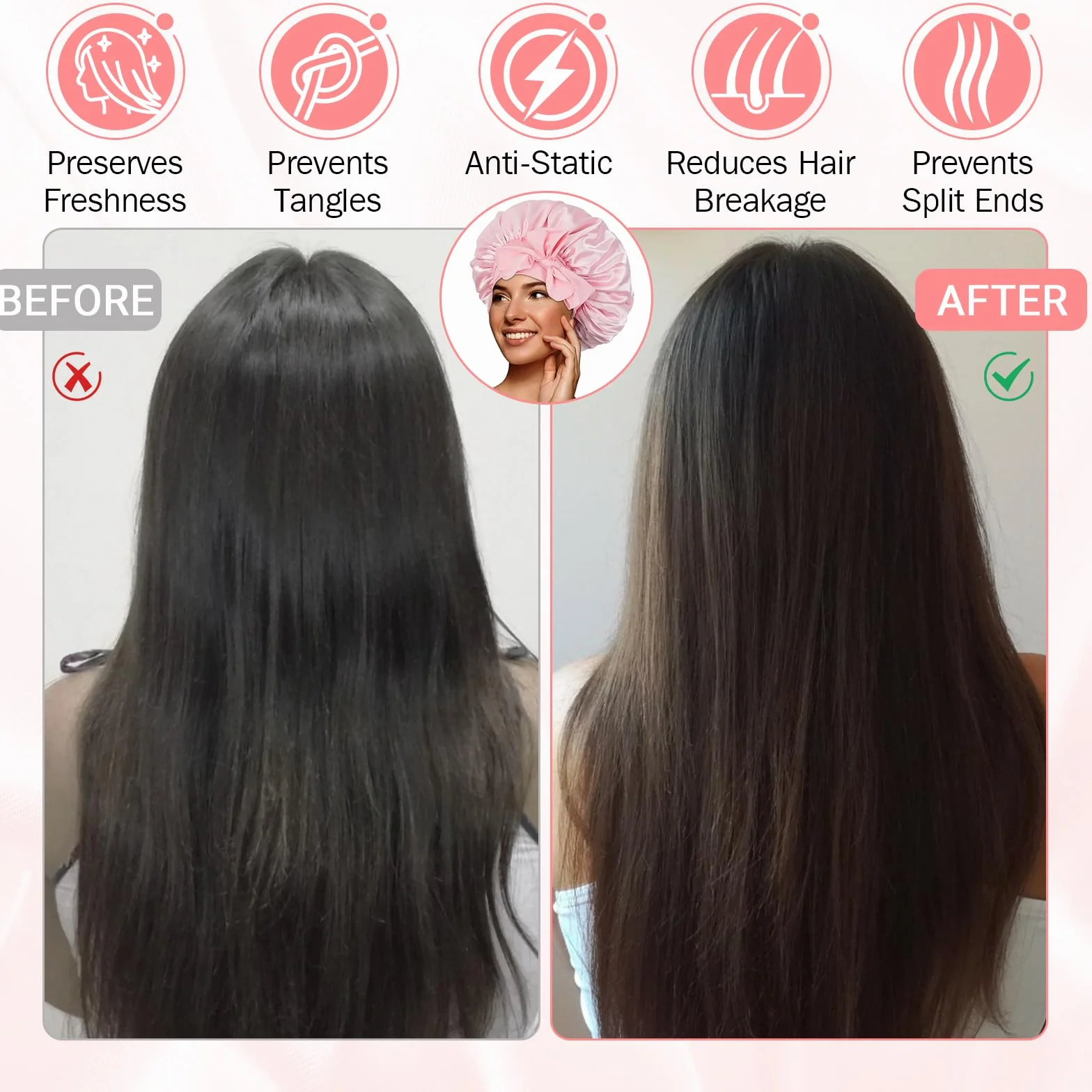 Zorplex Lot de 2 Bonnet Soie Cheveux Nuit, Capuchon de Sommeil Ajustable avec Élastique, Protection Cheveux