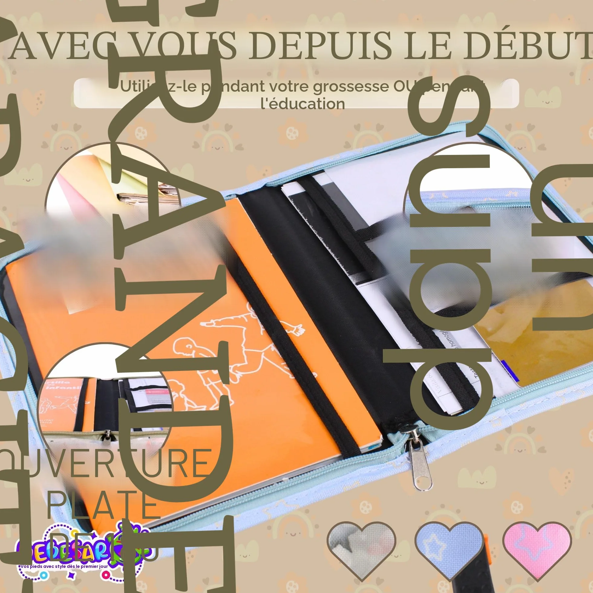 Protège Carnet de Santé Bébé Imperméable Pochette Carnet de Santé Beige