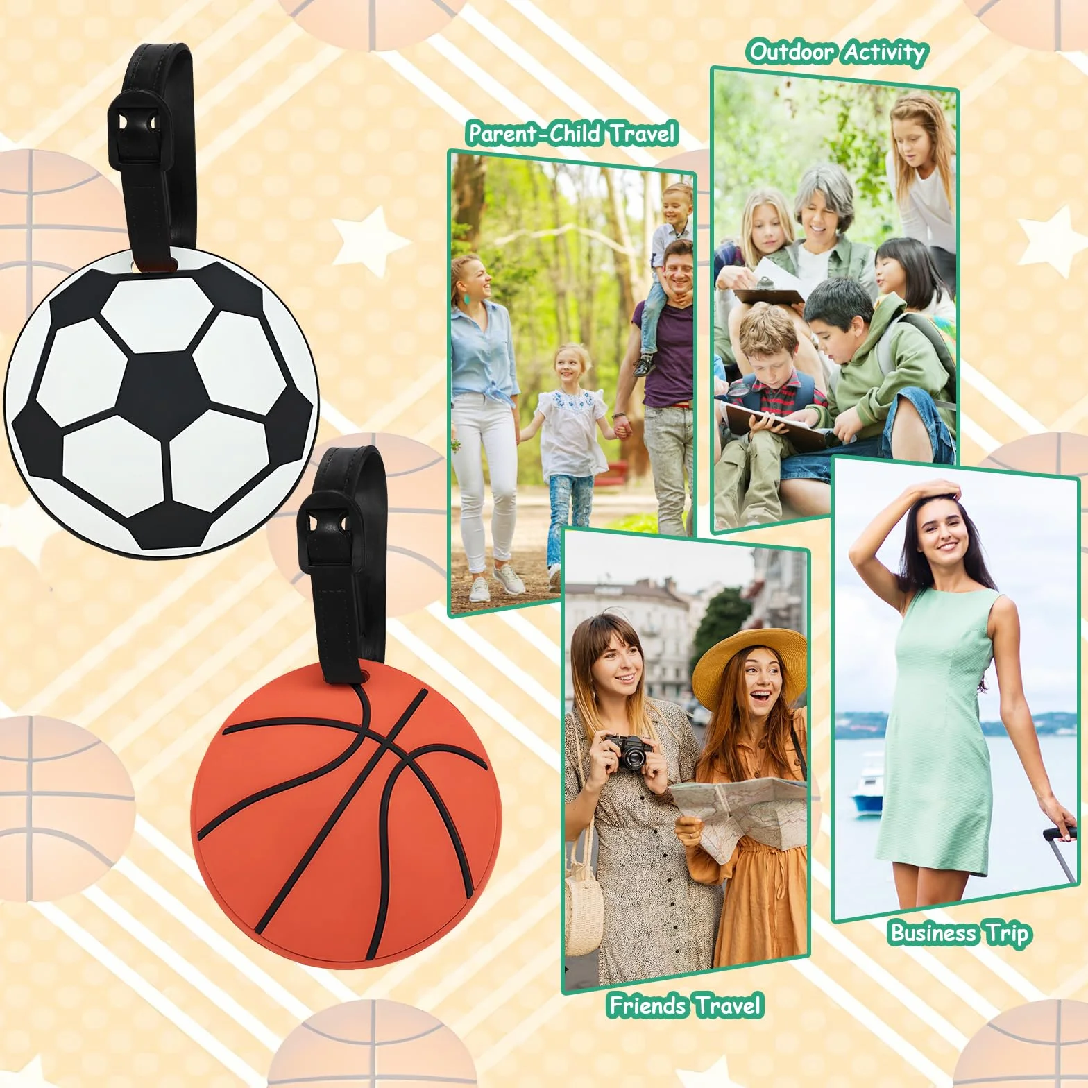 Silicone Étiquette Bagage Football Basket-ball pour Valise Avion Voyage