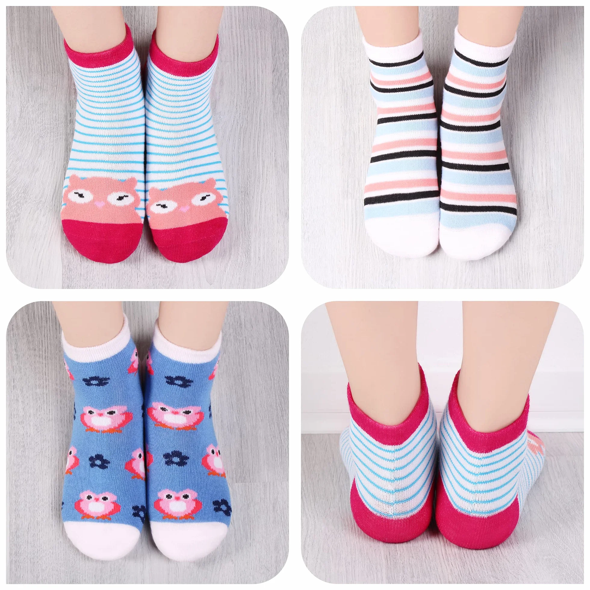 Libella 2108VA Lot de 10 paires chaussettes été amusantes cœurs rayures pois