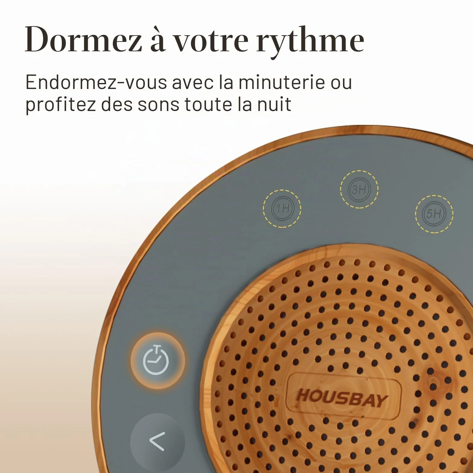 Housbay machine à bruit blanc 35 sons apaisants naturels minuterie sommeil design effet bois bébé adulte