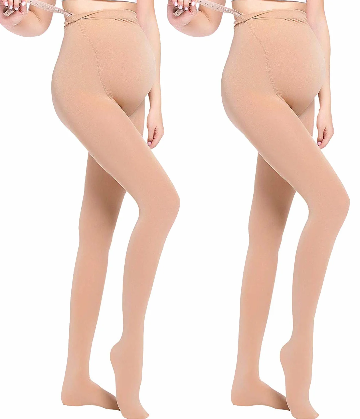 Collants Maternité Opaques 320D Legging Grossesse Femmes Enceintes Bande Ajustable Taille 2 Pack
