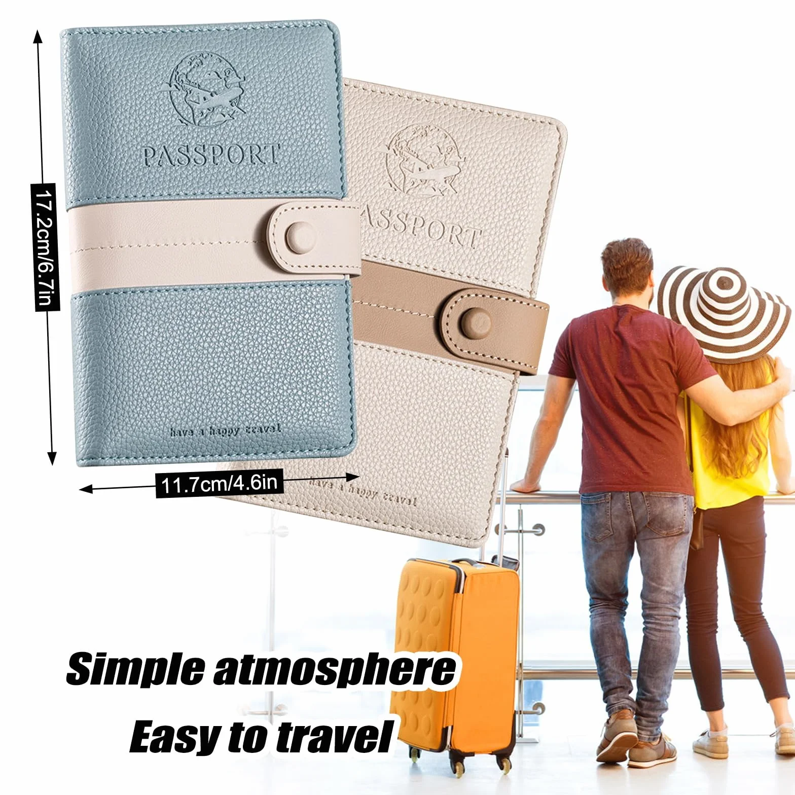 EPROICKS Porte Passeport RFID Cuir PU Voyage Etui Passeport Hommes Femmes Beige