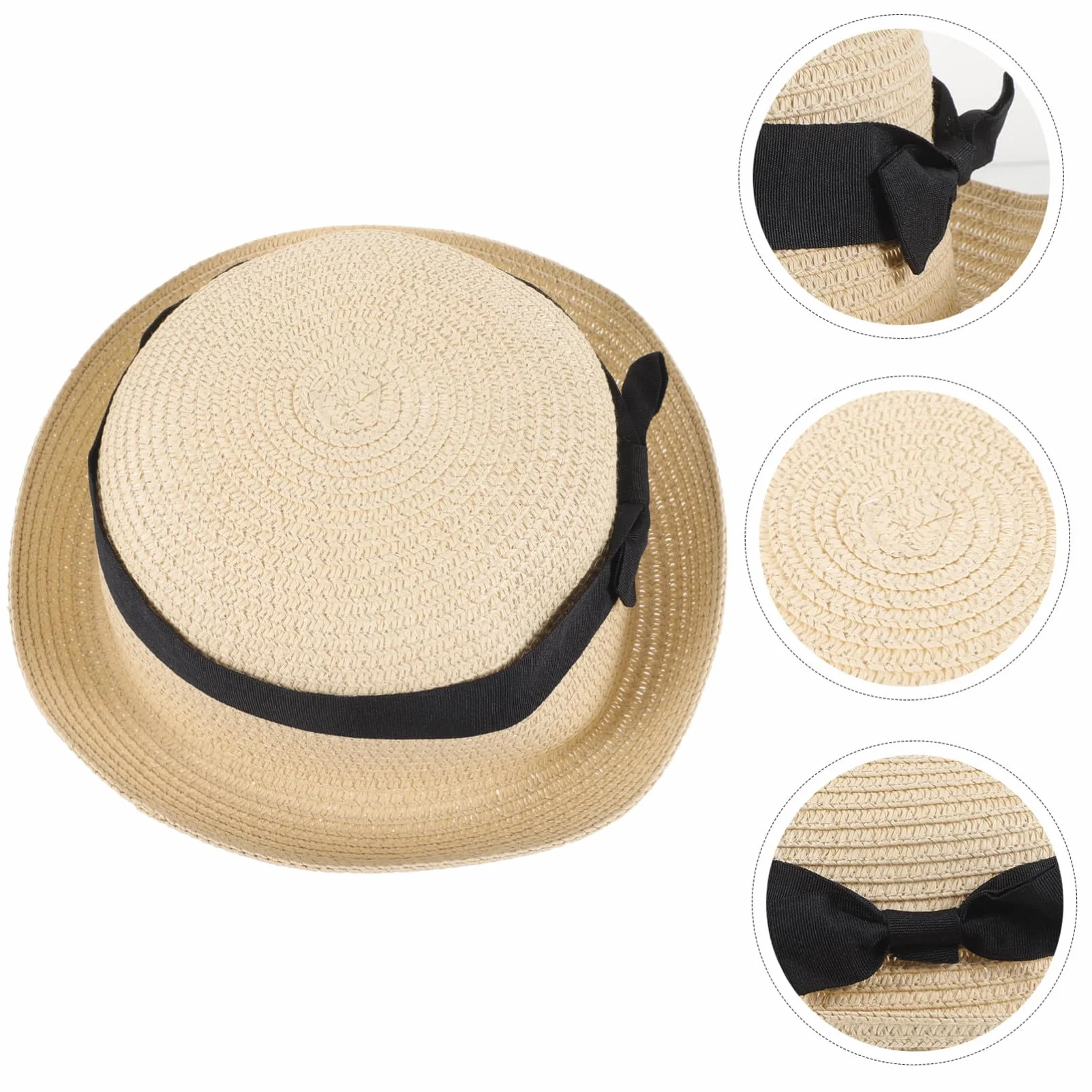 ORFOFE Chapeau de Paille Femmes Large Bord Roulé Nœud Décoratif Bob Léger Plage