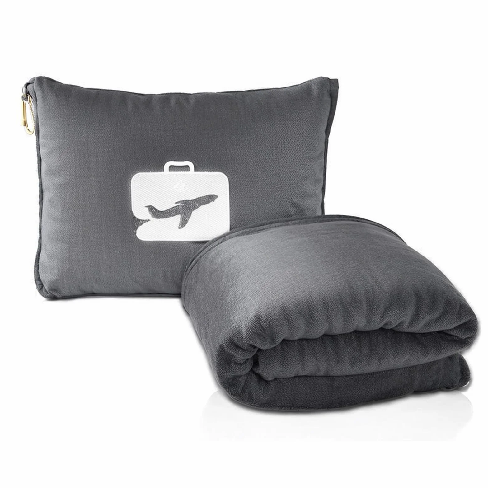 Amexo Couverture de Voyage Douce et Chaude 2 en 1, Super Légère Portable Gris