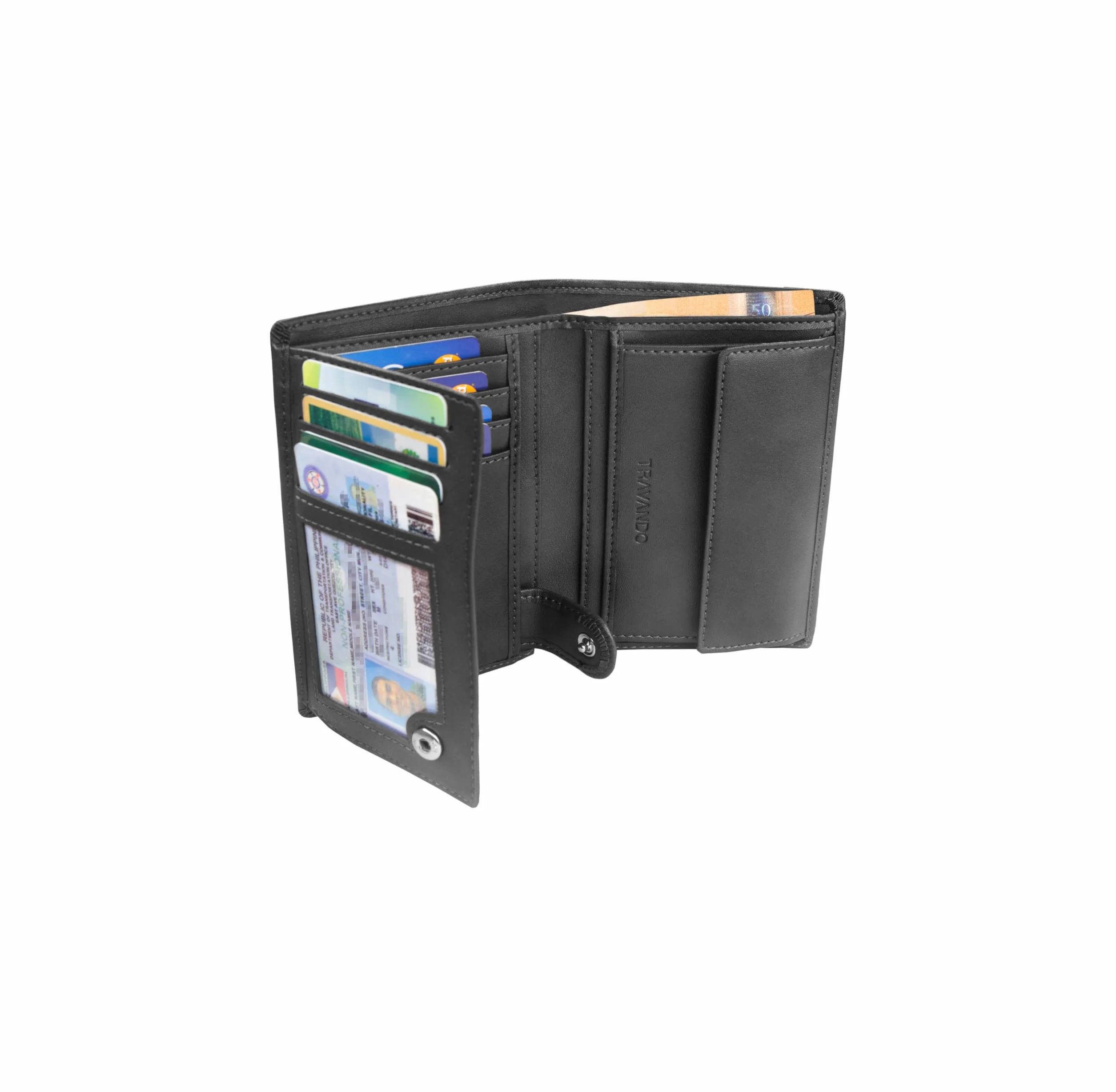 TRAVANDO Portefeuille Homme Dublin Blocage RFID Noir Classique Porte-Cartes Format Portrait