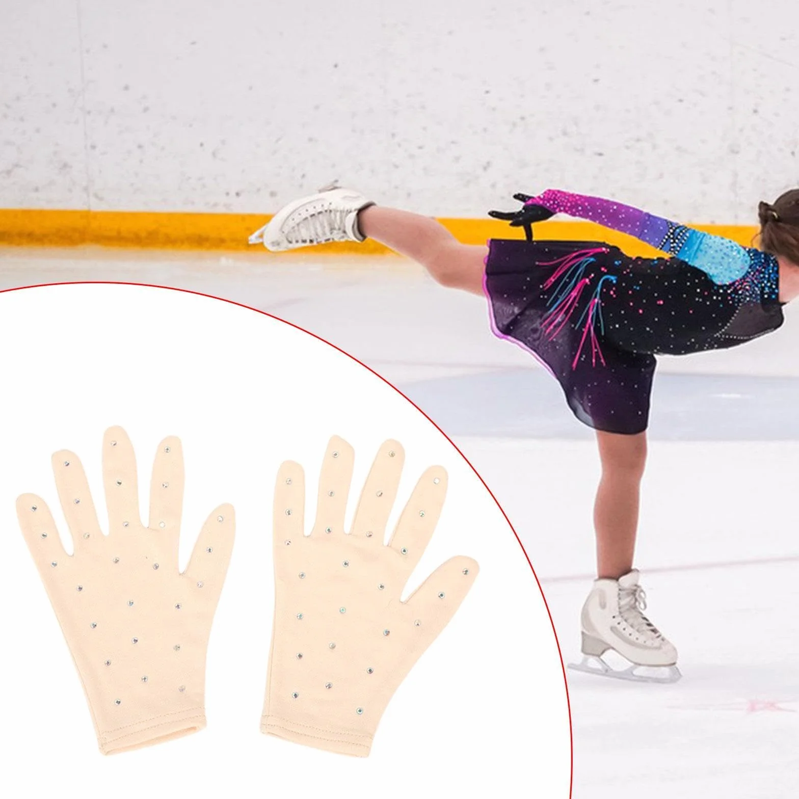 Gants de Compétition de Patinage Artistique Strass Danse Spectacle Entraînement