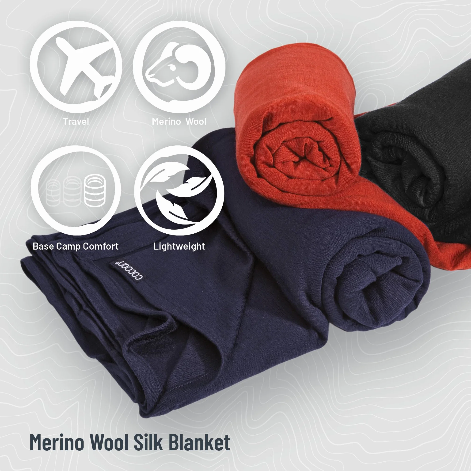 Cocoon Travel Blanket Merino Wool Silk Bleu Couverture