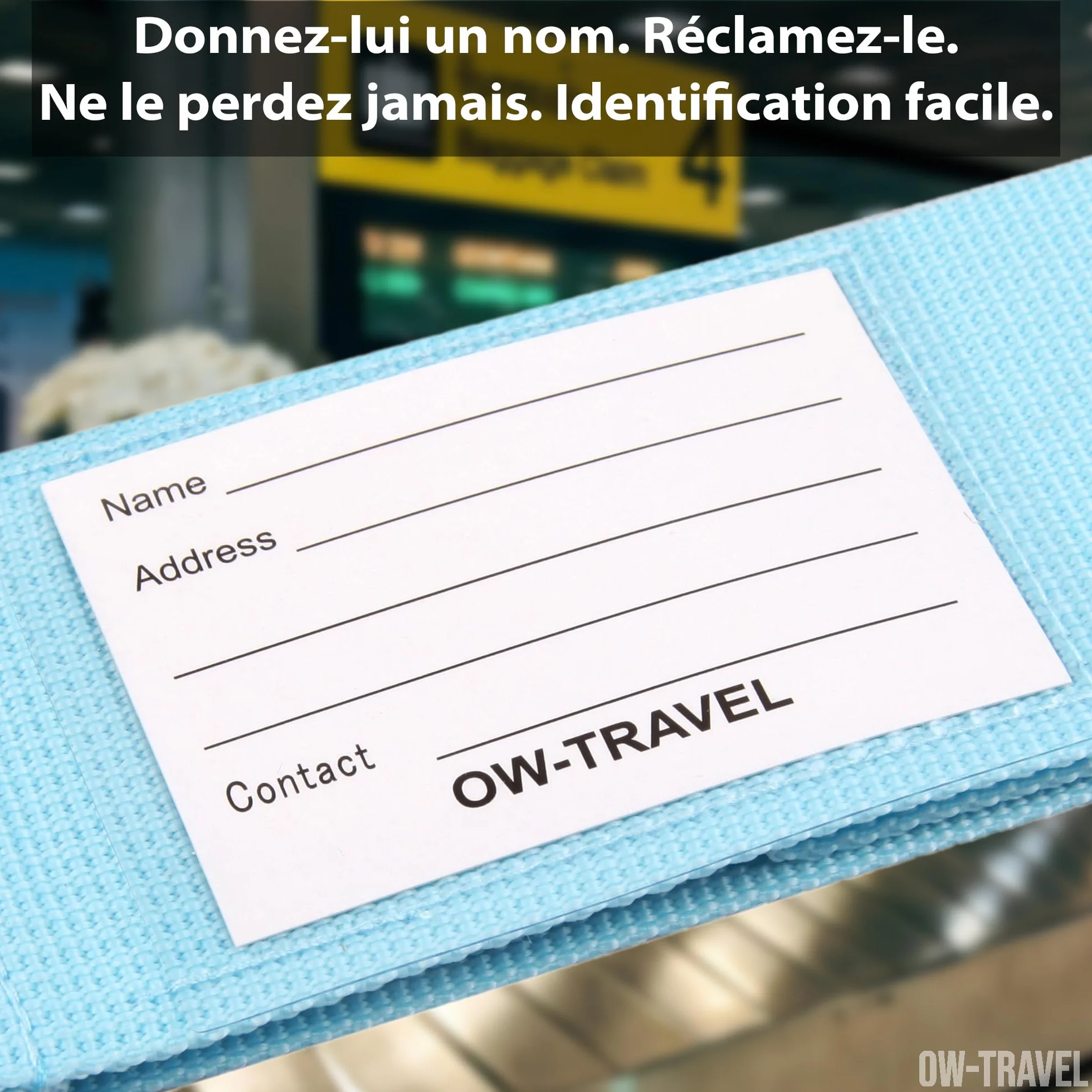 Sangle Valise Voyage OW-Travel Bleue Verte Orange Rose Facile à Repérer avec Etiquette