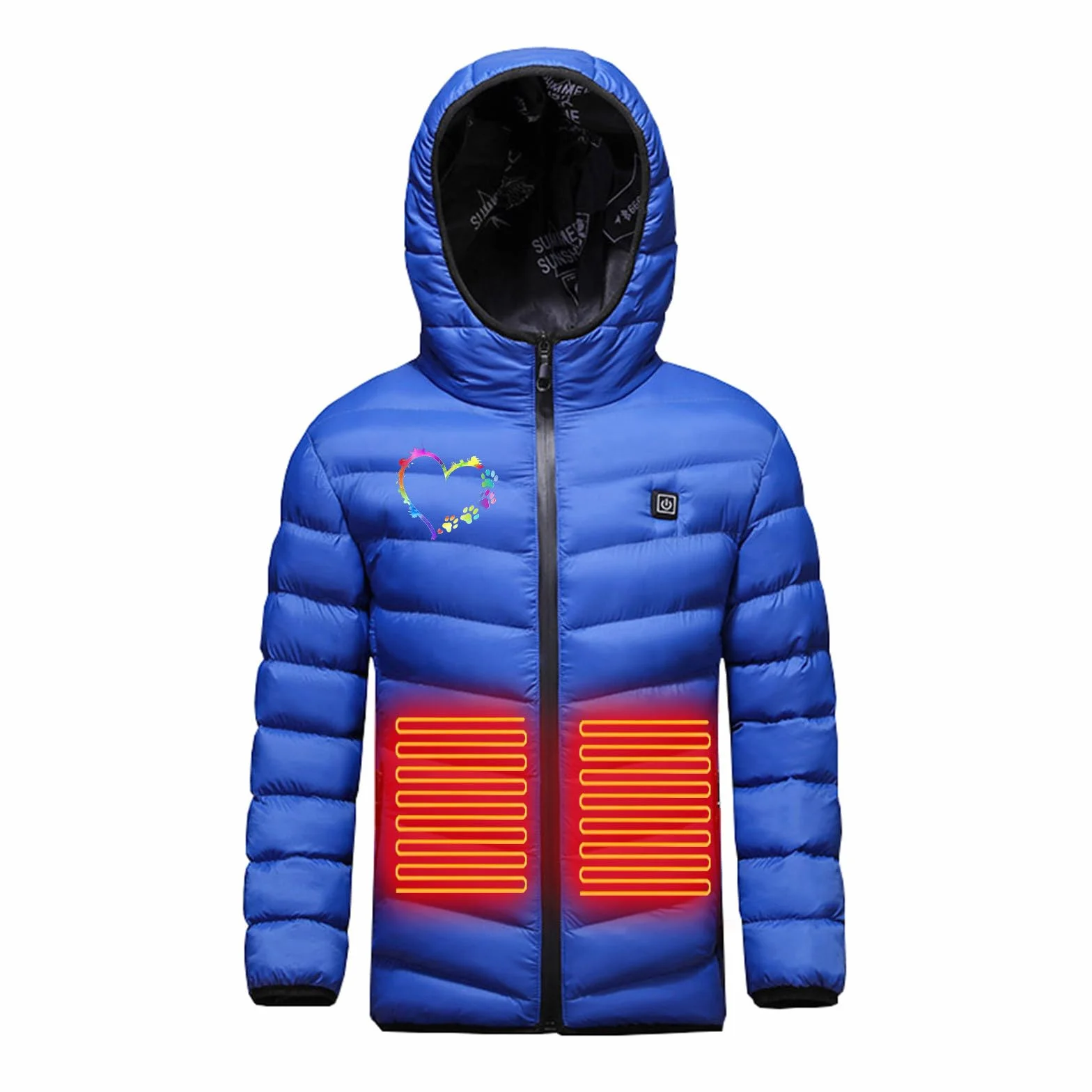 Manteau Doudoune Chauffant Enfants avec 3 Zones de Chauffage Charge USB pour Ski Moto