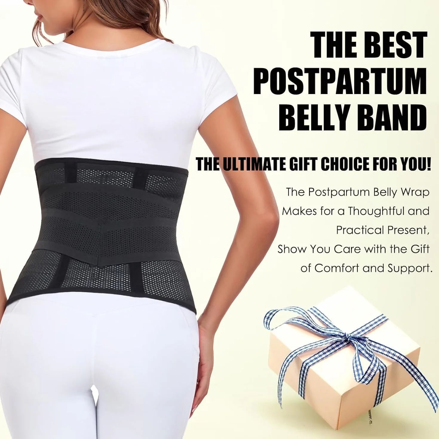 MAMODY Ceinture post accouchement ventre plat post-partum Noir L