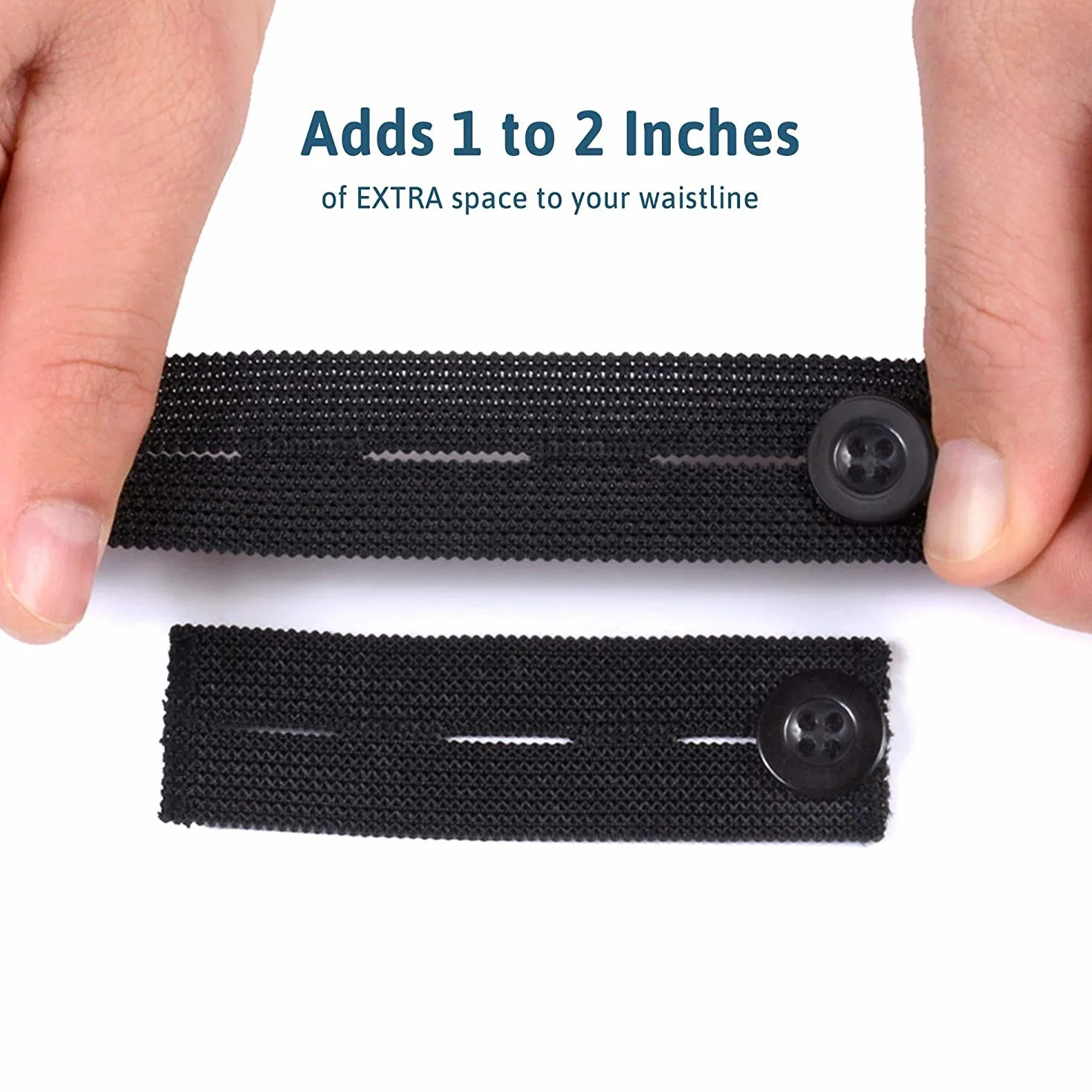 Extendeurs de Taille Elastiques 5PCS Ceinture Réglable pour Pantalon Jeans Noir