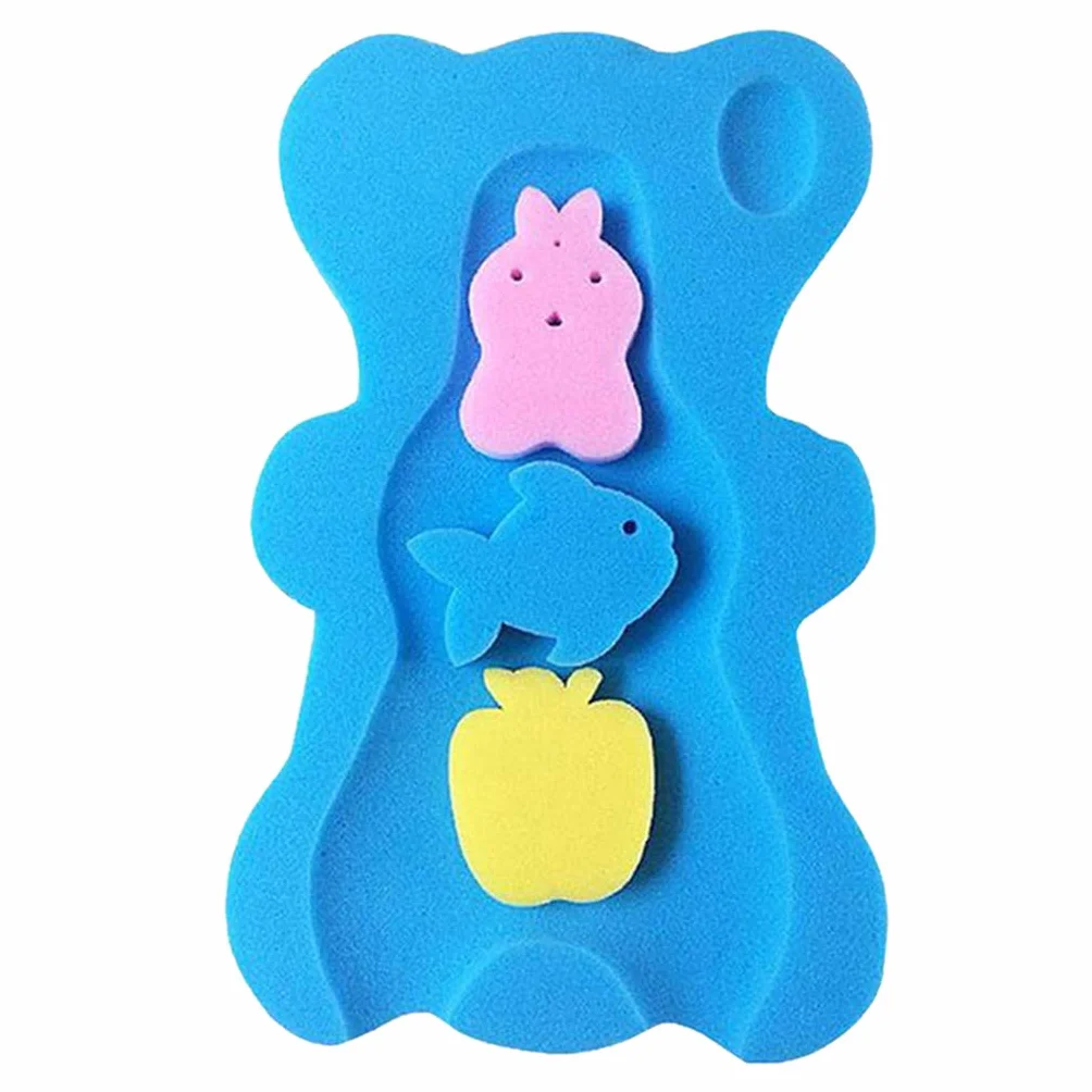 Perfeclan Siège éponge de bain pour bébé, Tapis antidérapant mignon, Coussin de sécurité pour enfants, Bleu