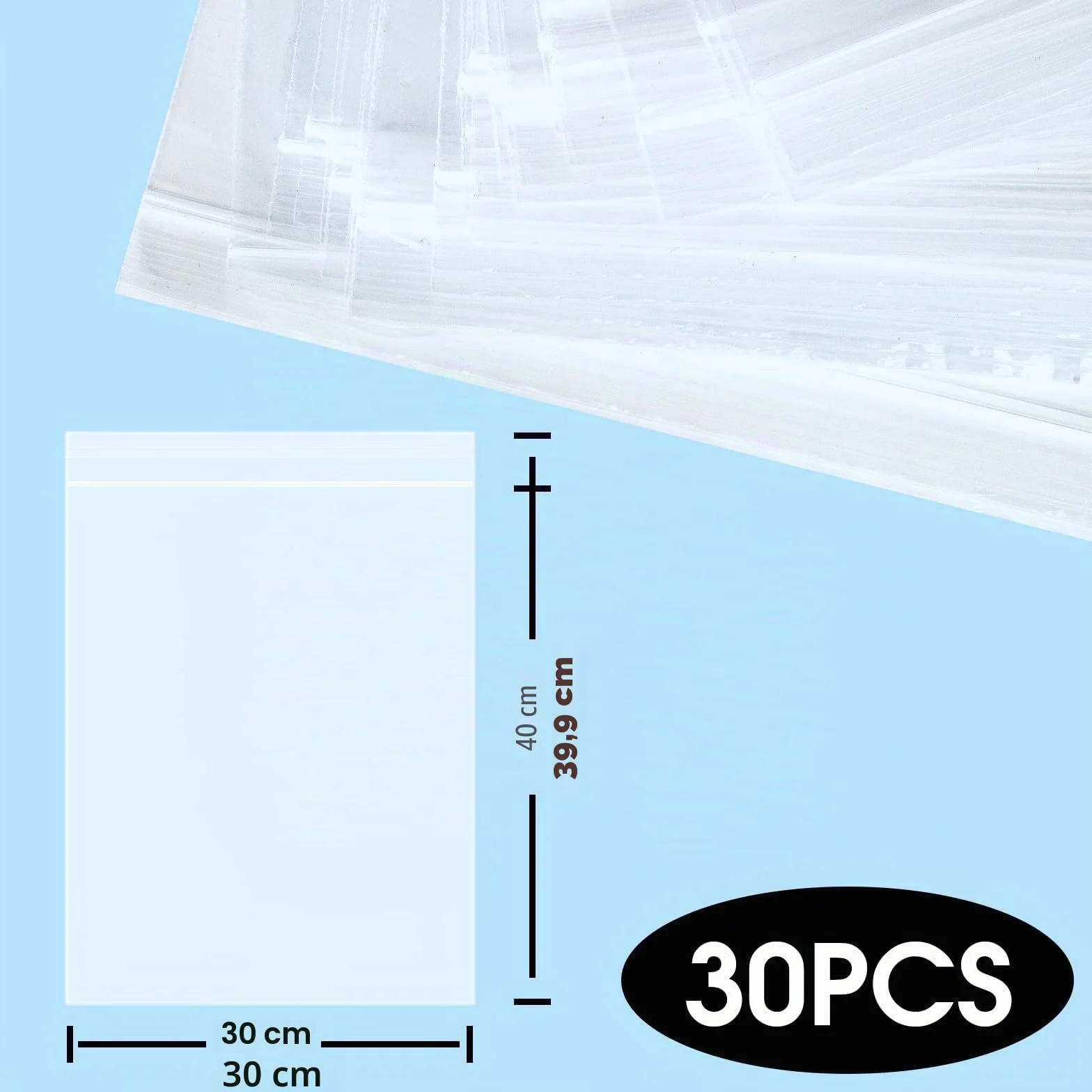 Sac Plastique Zip 30x40cm Refermables 30 Pièces Transparent Sachet Emballage