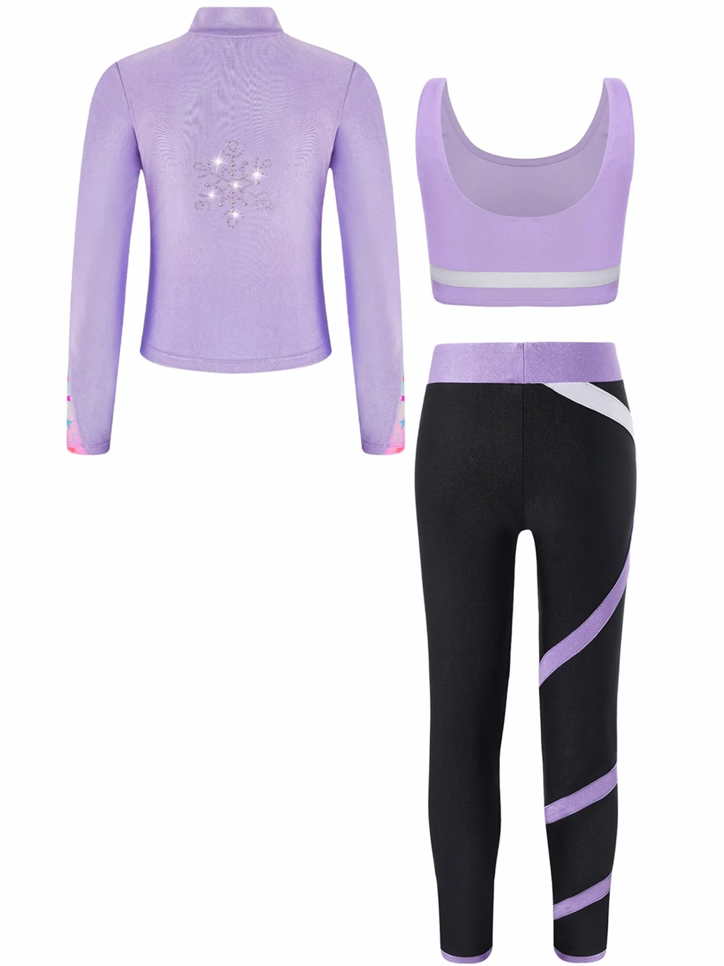 YiZYiF Survêtement de Sport Fille Patinage Artistique Ensemble Vestes Zippée Manches Longues Legging Danse Justaucorps 5-16 ans