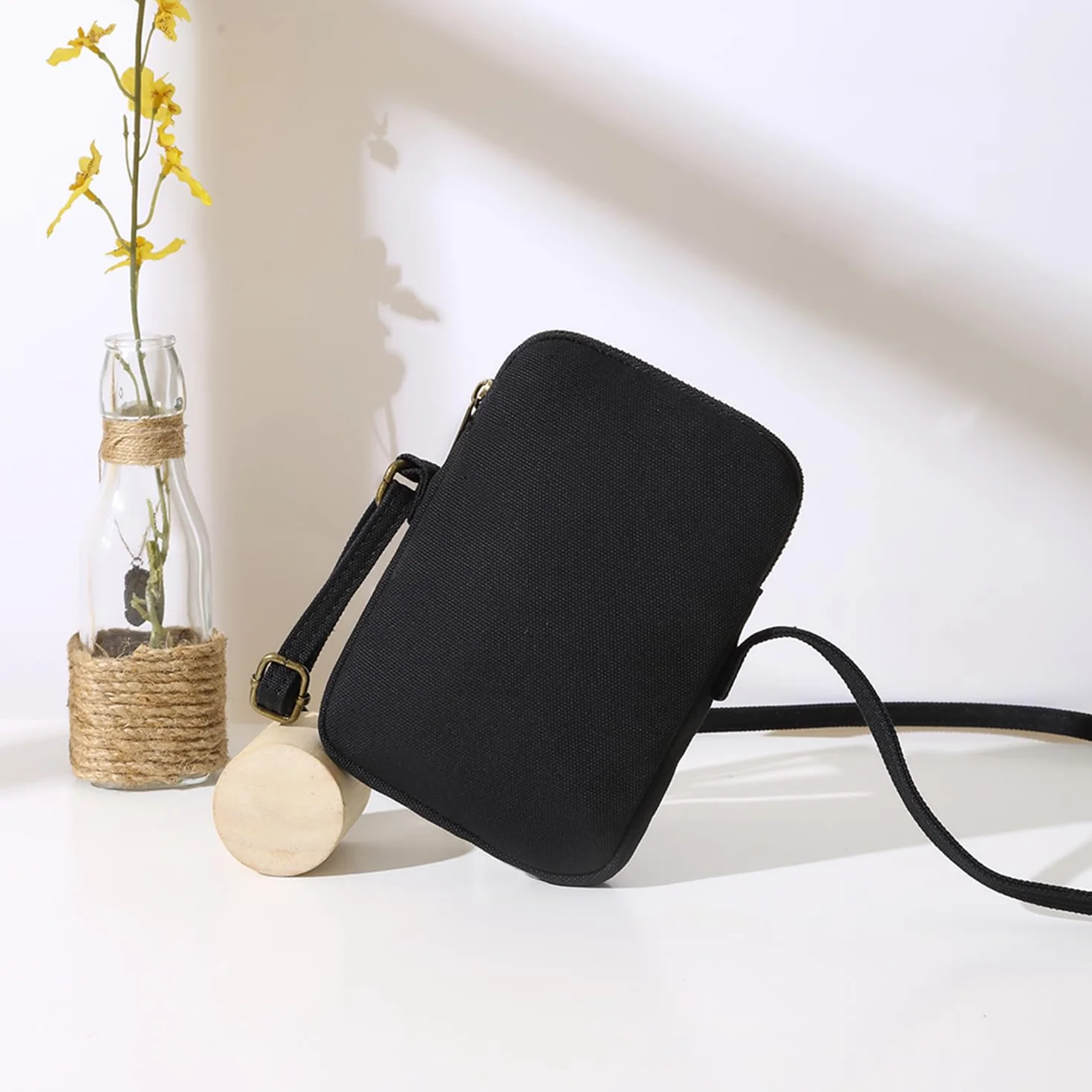 Petit sac à main bandoulière avec fermeture éclair pour téléphone portable, portefeuille avec fentes cartes de crédit