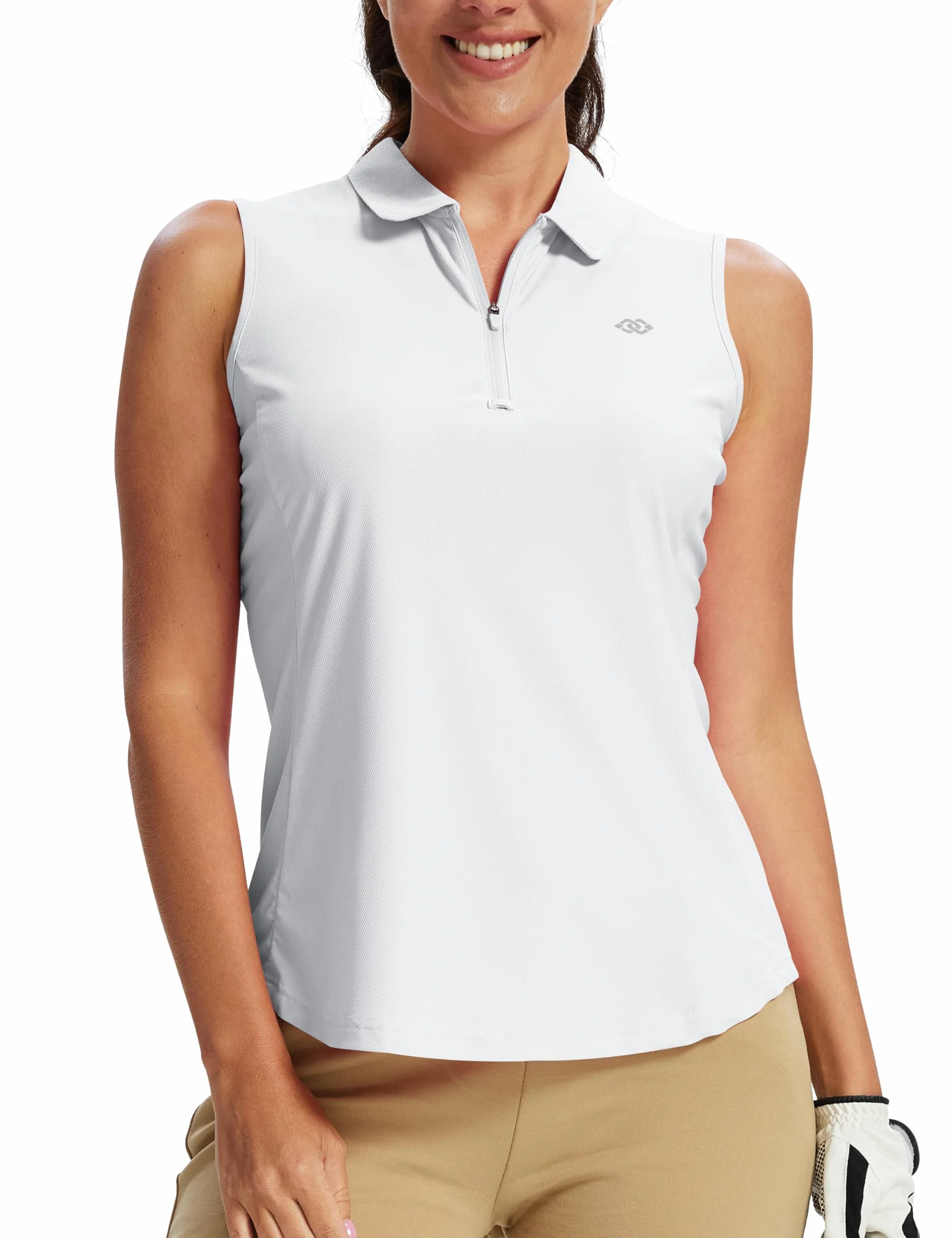 MoFiz Débardeur Sport Femme sans Manches Respirant Golf Tennis Tops 1/4 Zipper