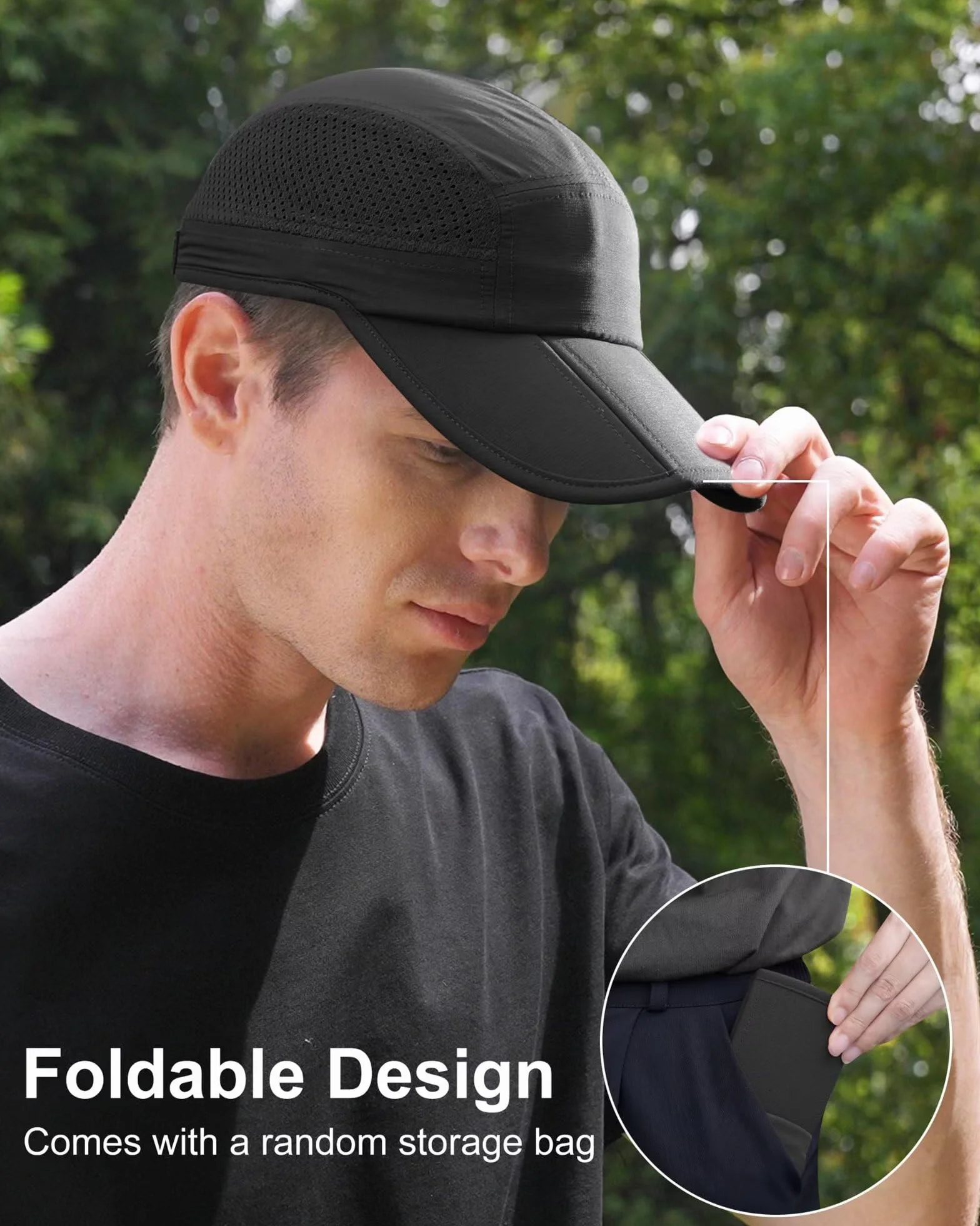 Folding Outdoor Hat UPF 50+ Sun Protection Mesh Sport Hat