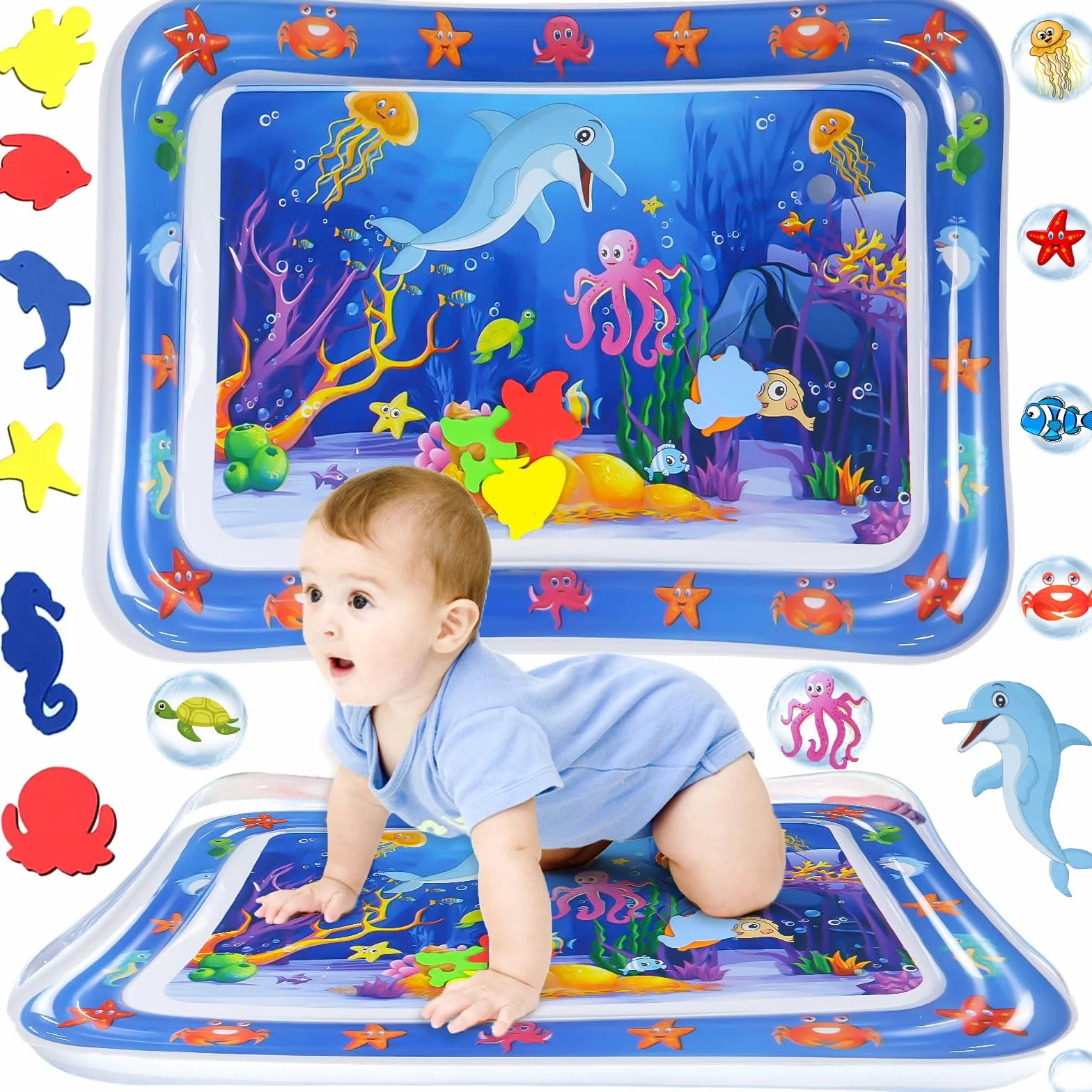 Tapis d'eau Bébé 65 x 50 cm Gonflable Sensoriel Jouet Développement