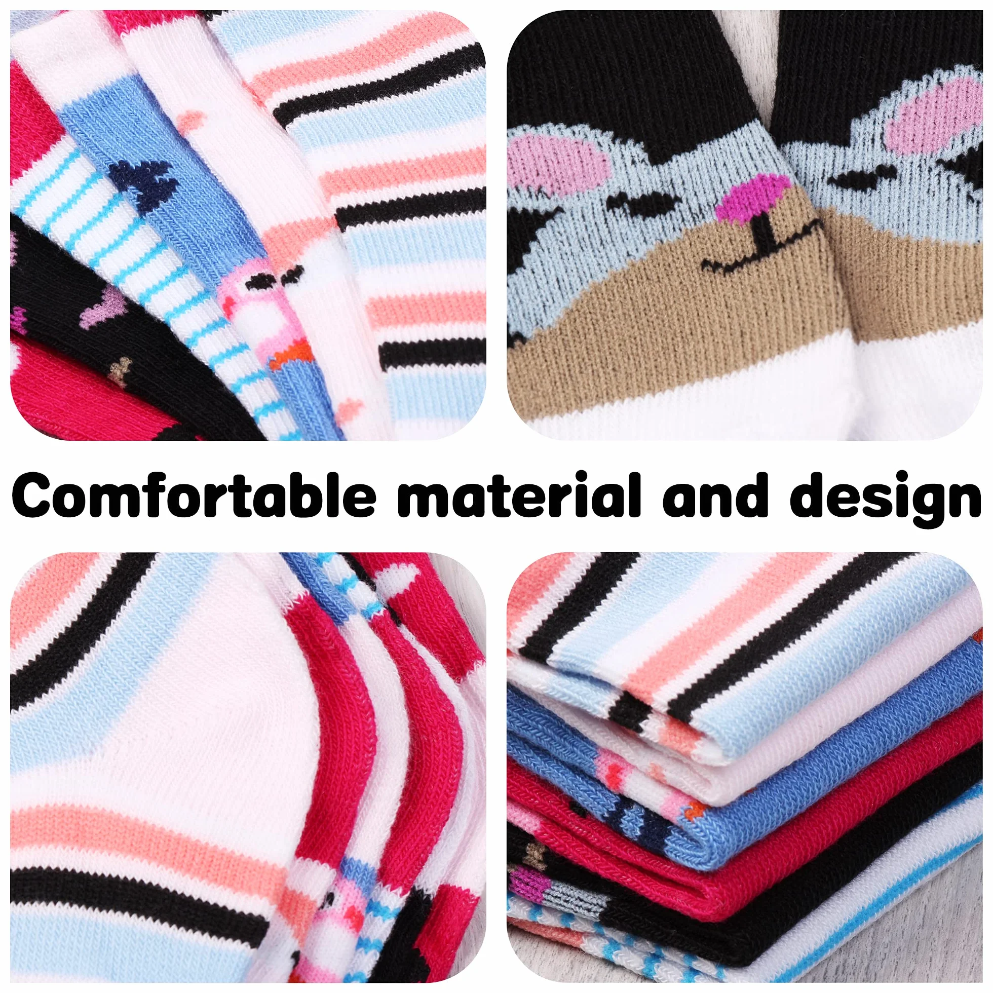 Libella 2108VA Lot de 10 paires chaussettes été amusantes cœurs rayures pois