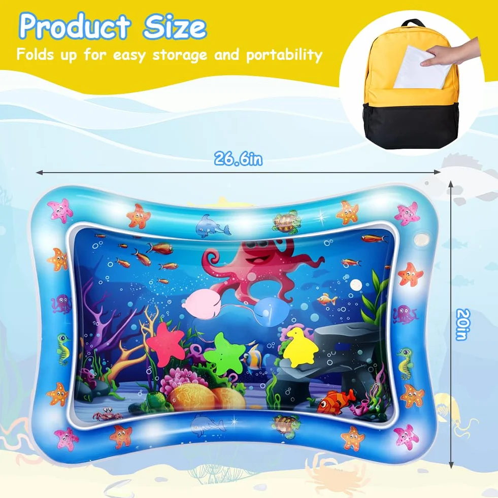 Aolso Gonflable Tummy Time Tapis d'eau Tapis de Jeu Sensoriel Nourrissons Tout-petits 3 6 9 mois