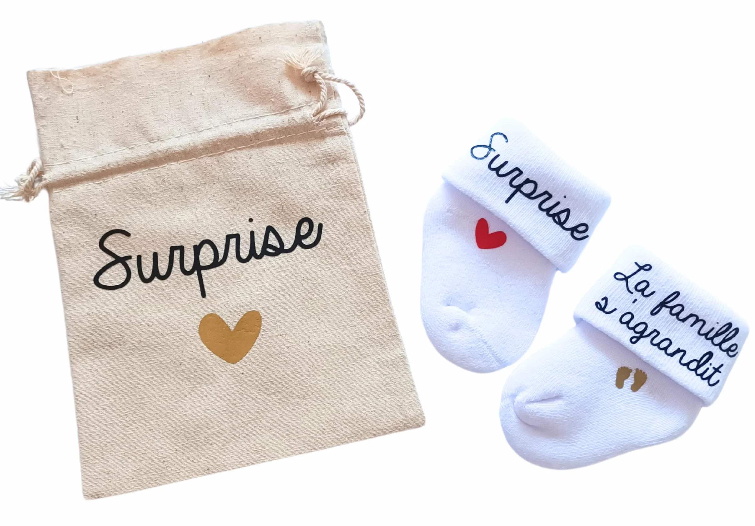 Chaussettes annonce grossesse surprise famille bébé nouveau-né thème la famille s'agrandit