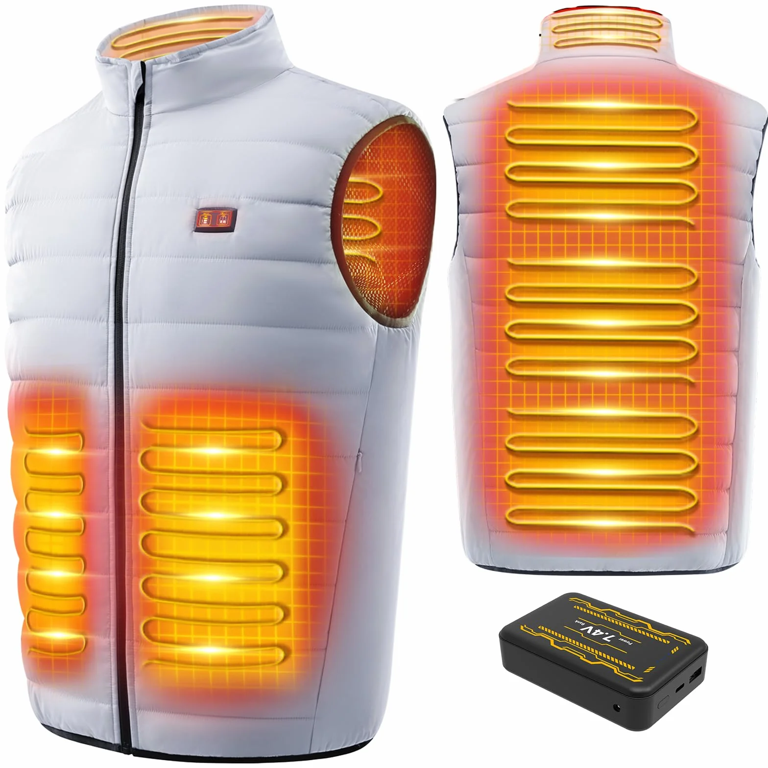 LABCOOL Gilet Chauffant Homme Femme Veste Chauffante 6 Zones 3 Niveaux USB Powerbank 10000mAh Lavable