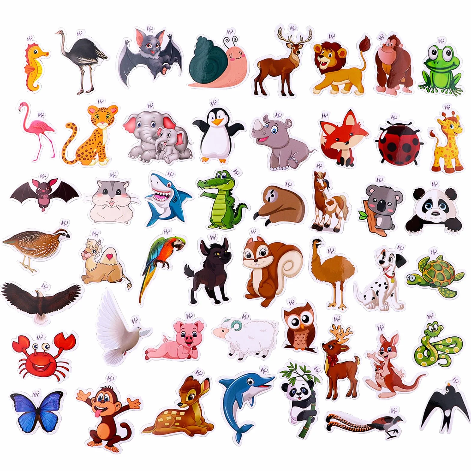 Autocollants Animaux Enfants 6-7 cm 50 Pièces