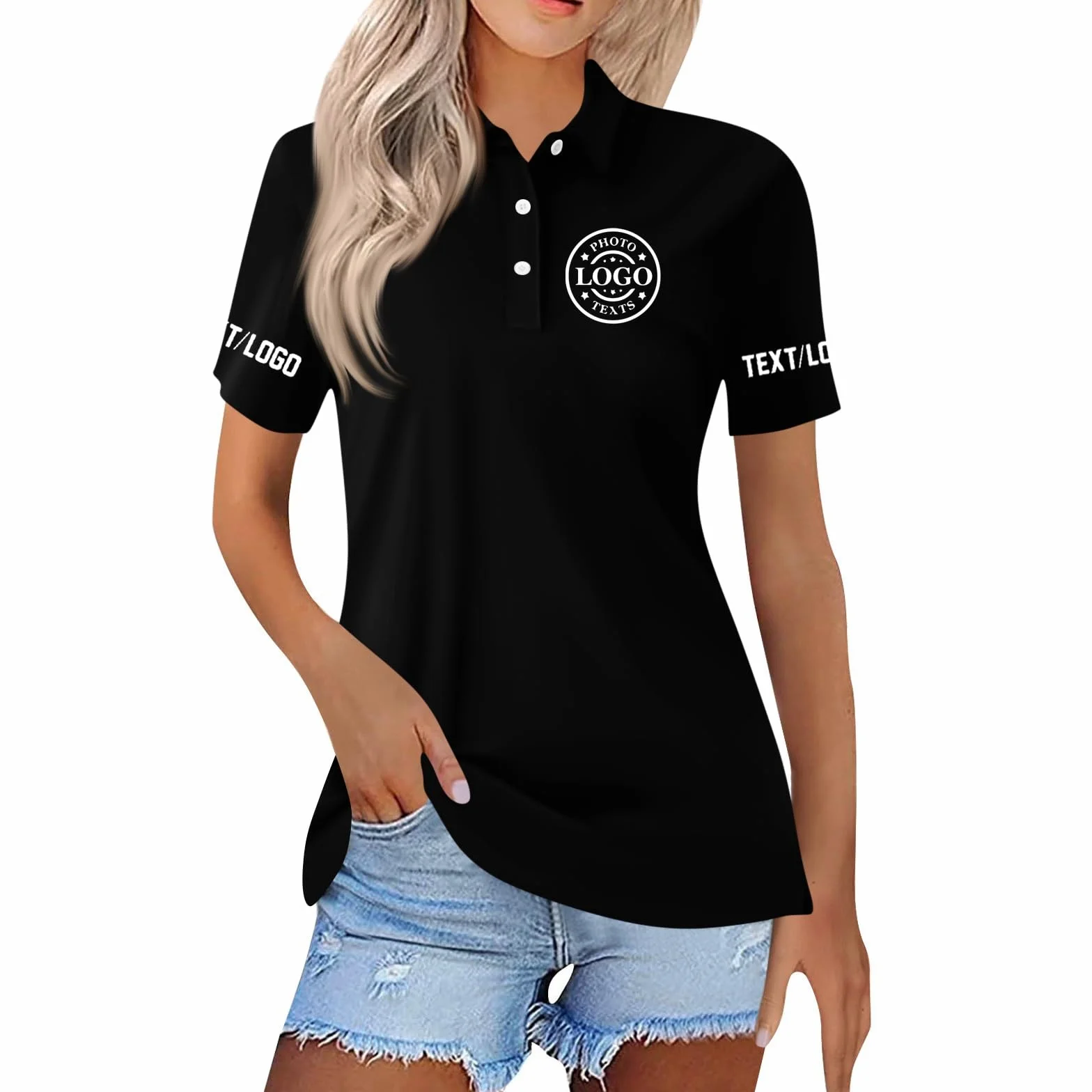 Polo Femme Manche Courte Personnalisé avec Logo, Golf Tennis Tops S-3XL