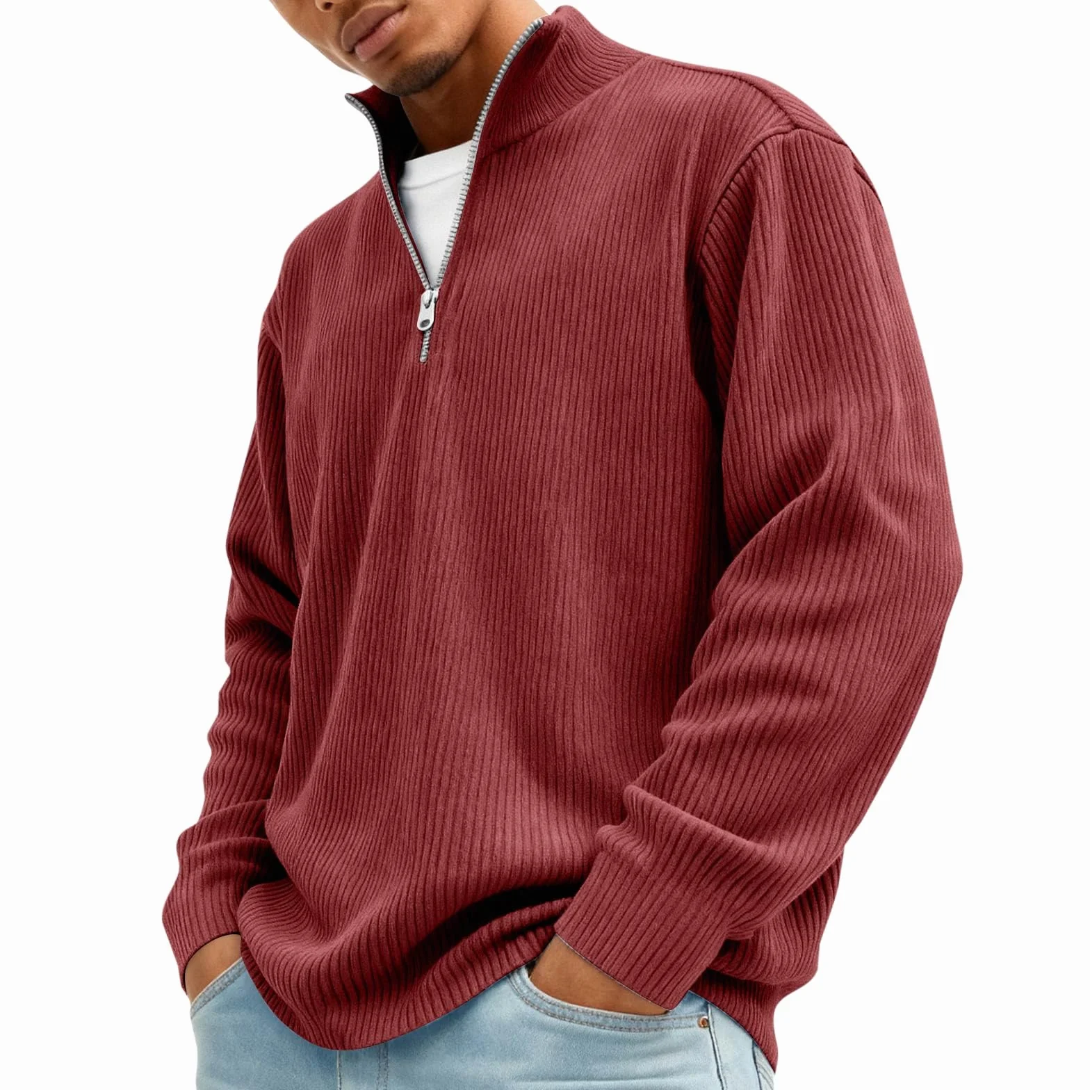 Sweatshirt Homme Velours Côtelé Travail Randonnée Grande Jogging Longue Manches Thermique