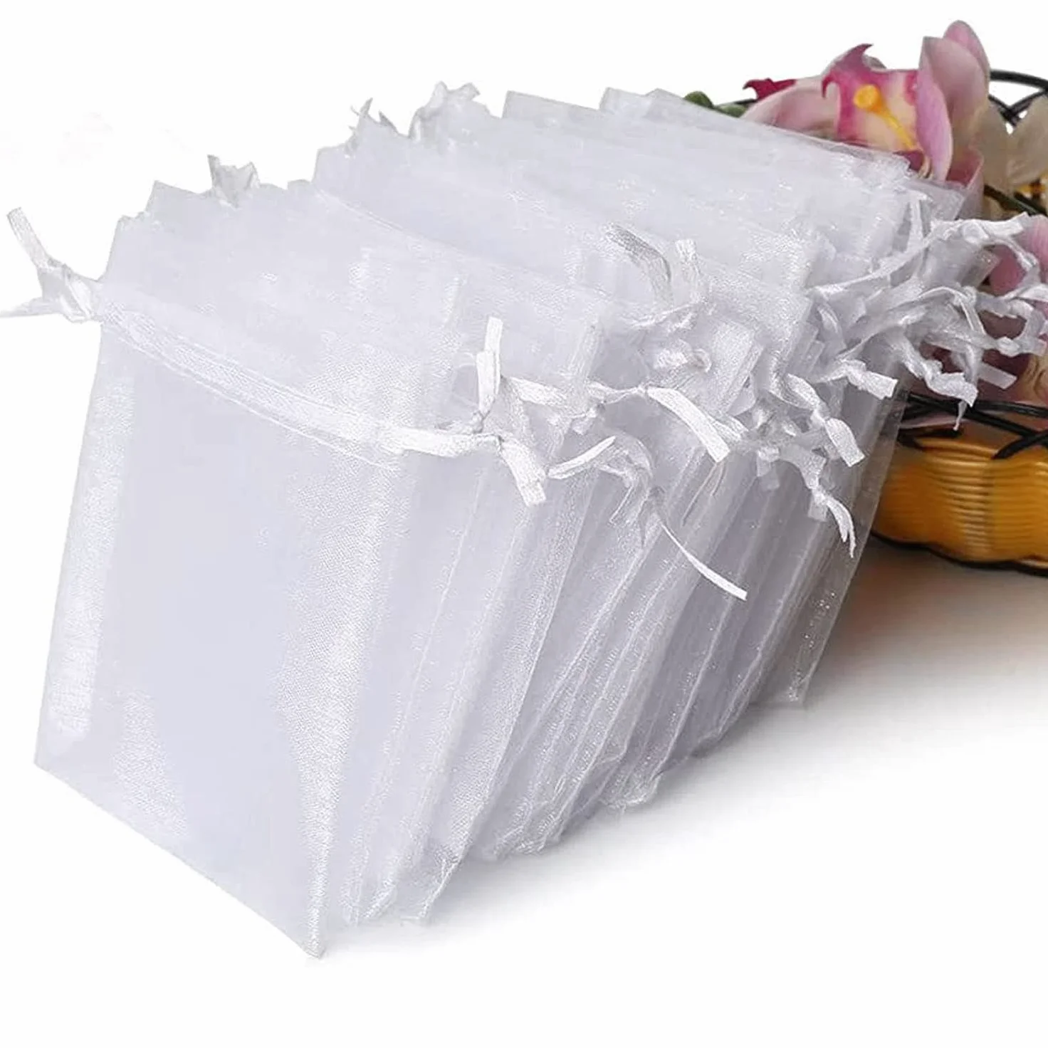 Sachets Organza Blanc 7x9 cm 100 pcs Mariage Cadeaux Invités