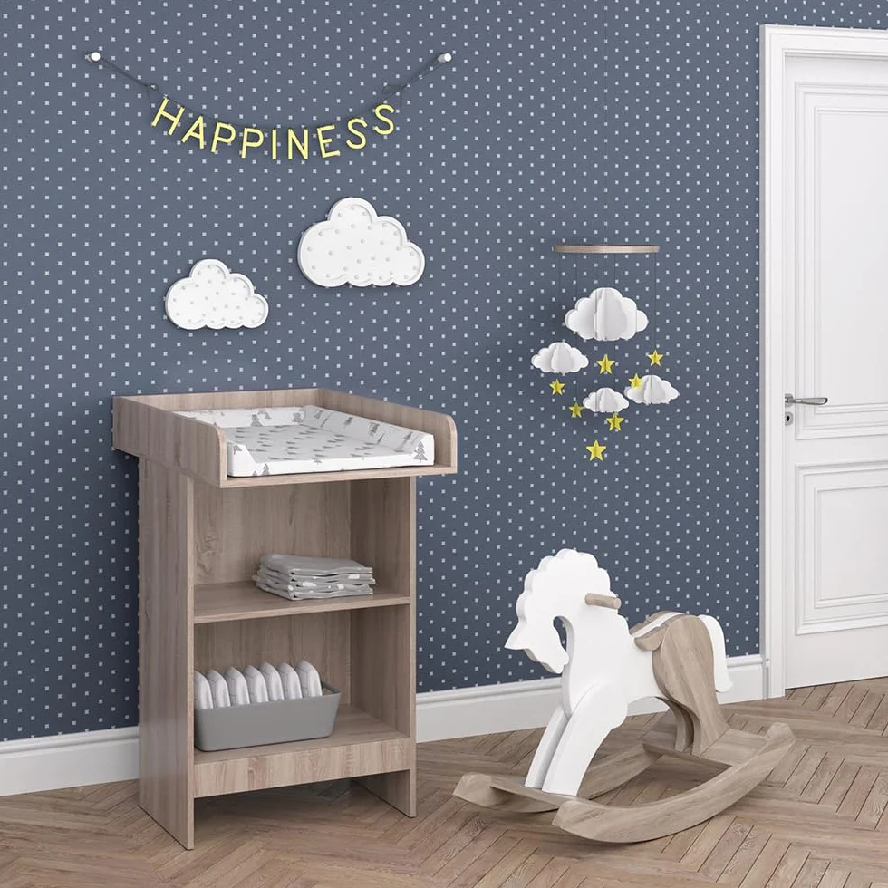 Vicco Commode à Langer Leo Sonoma 60x103cm avec étagère ouverte et plan à langer amovible