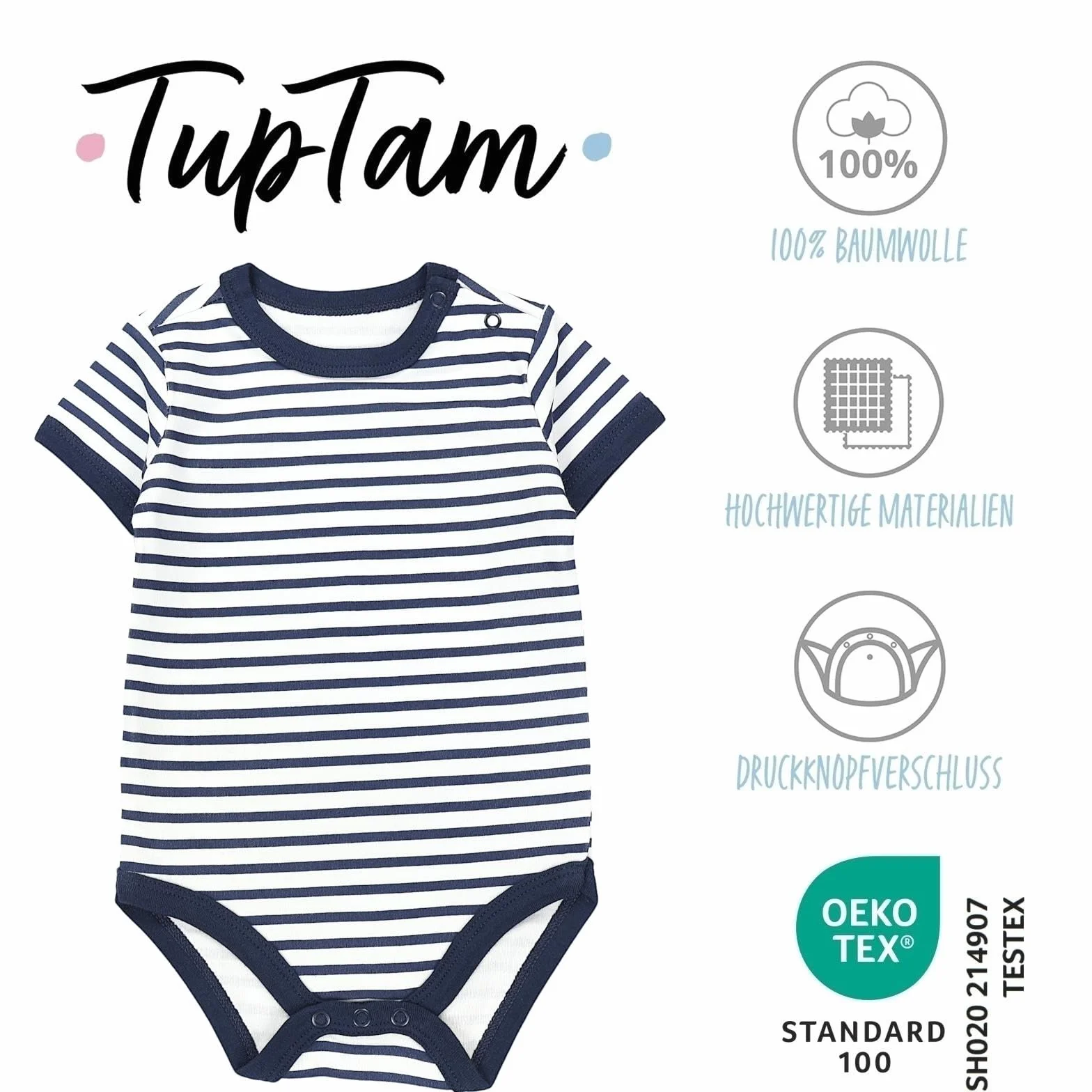 TupTam Body Bébé Lot de 5 Coton Garçon 0-3 Mois Respirant